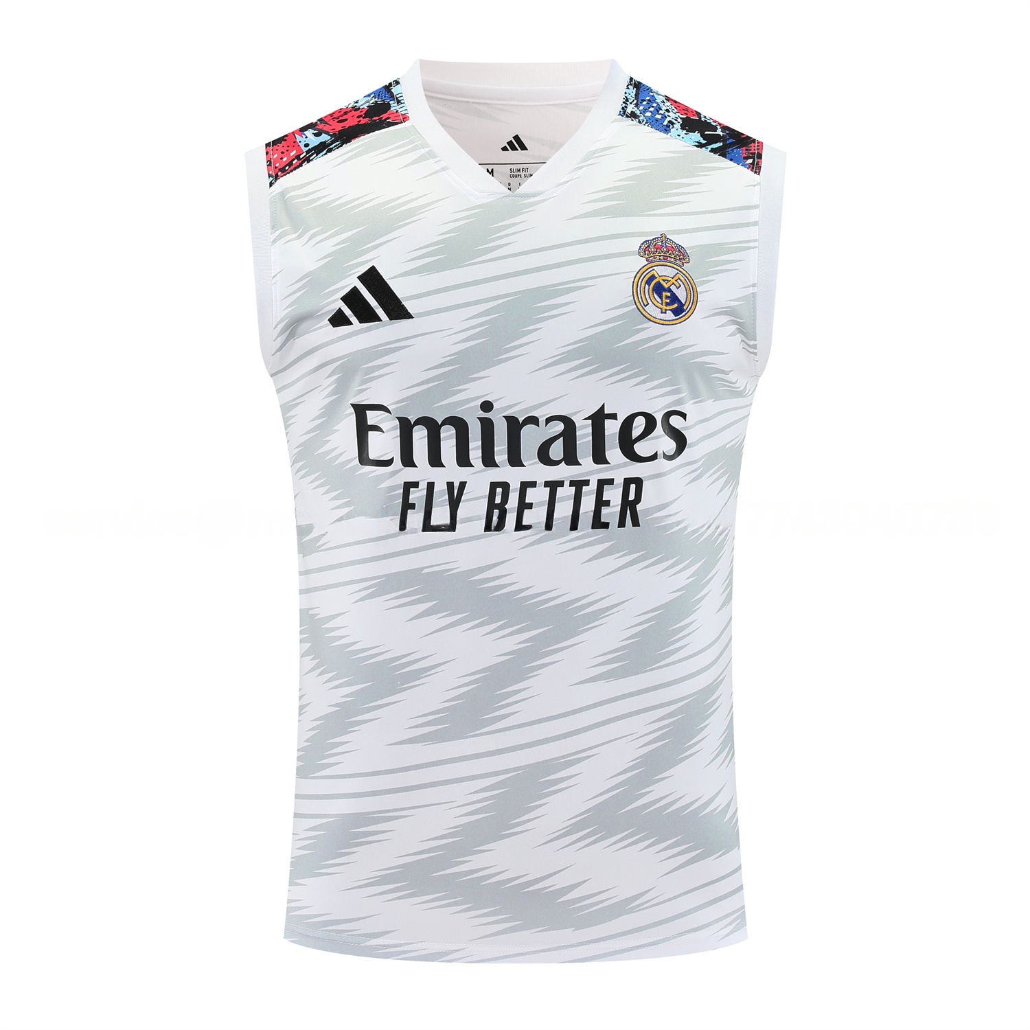 Real Madrid 25-26 Vest Training Set - Grey Arrow Pattern Vest & Black Shorts - Unitedfutballjersey