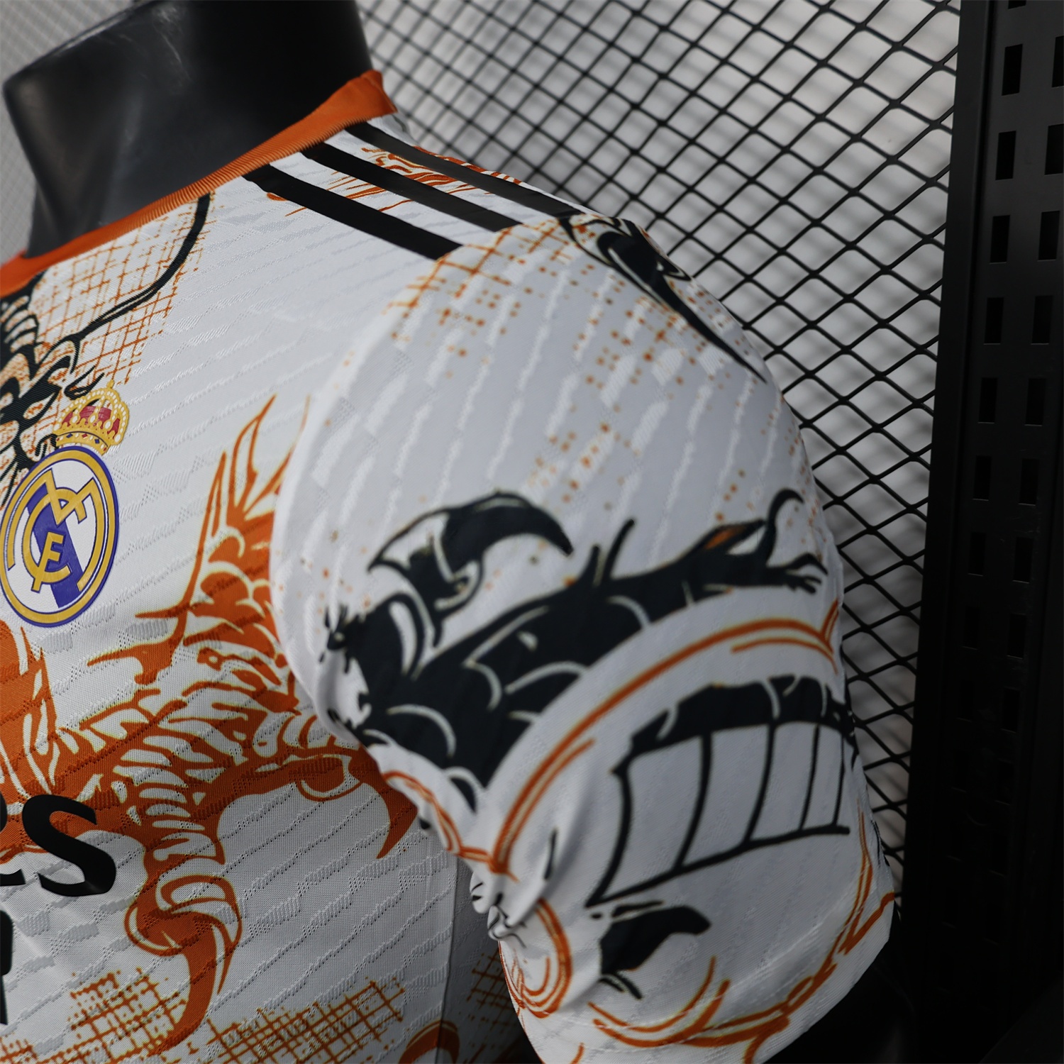 Real Madrid 24-25 Black & Orange Loong White Jersey - Player Version - Unitedfutballjersey
