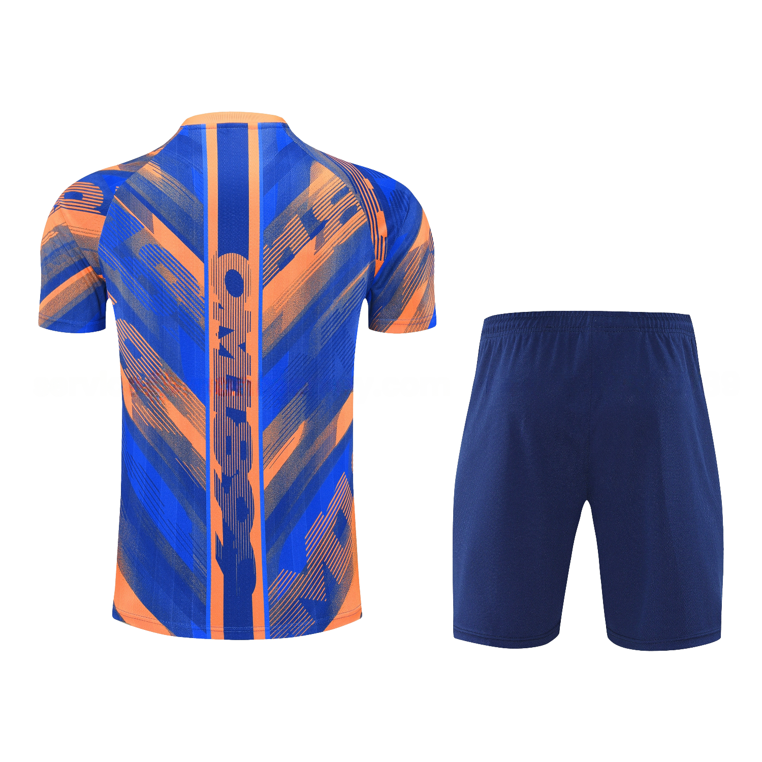 Marseille 25-26 Short-Sleeve Training Set - Blue Orange Top & Blue Shorts - Unitedfutballjersey