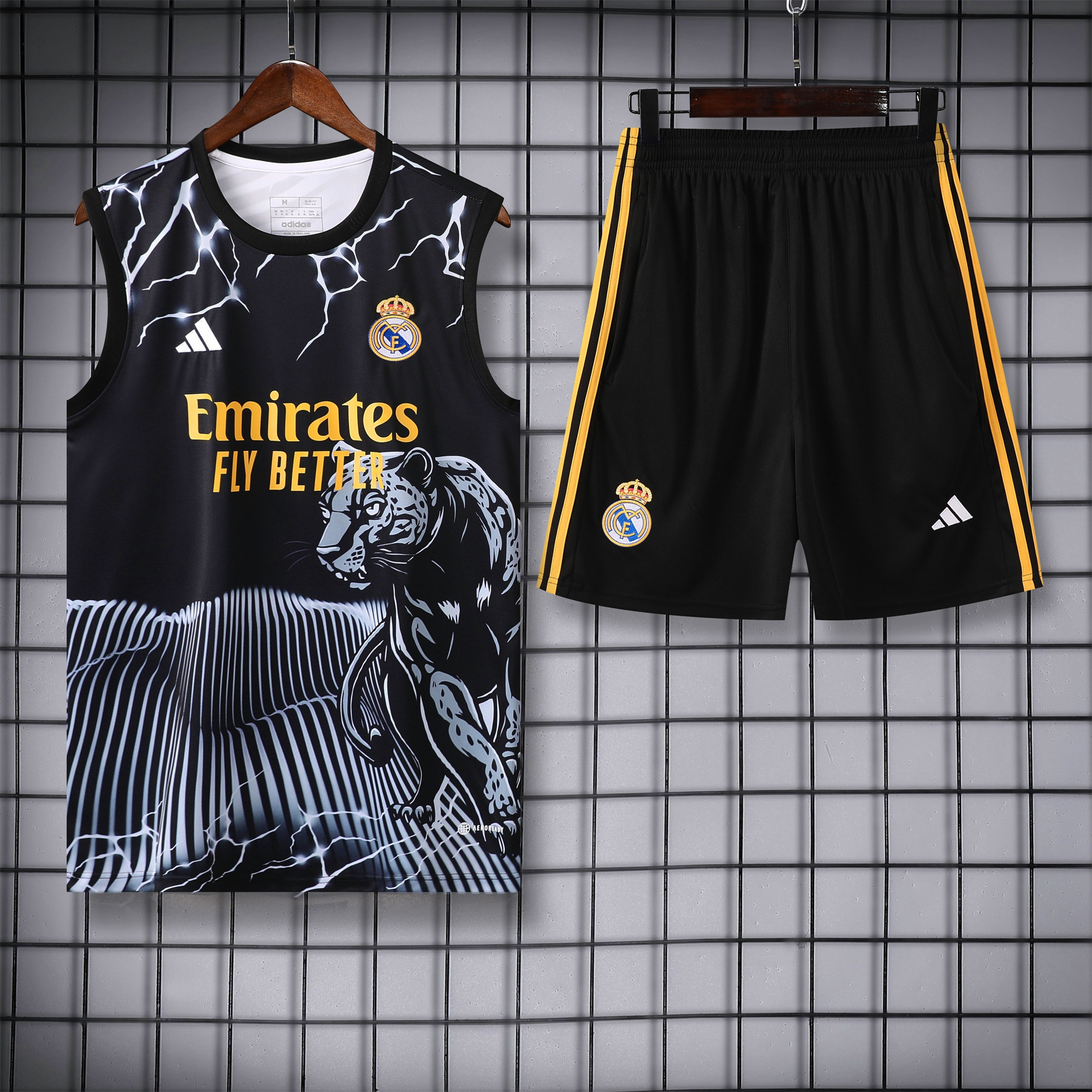 Real Madrid 24-25 Vest Training Set - White & Black Leopard - Unitedfutballjersey
