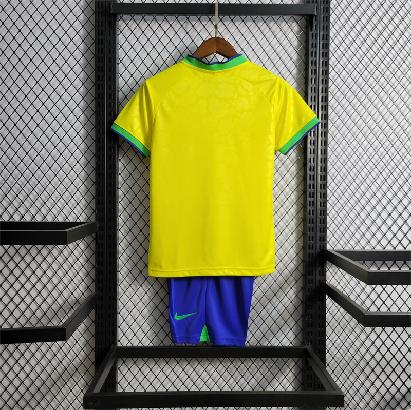 World Cup 2022 Brazil 22-23 Home Kids Kit - Unitedfutballjersey