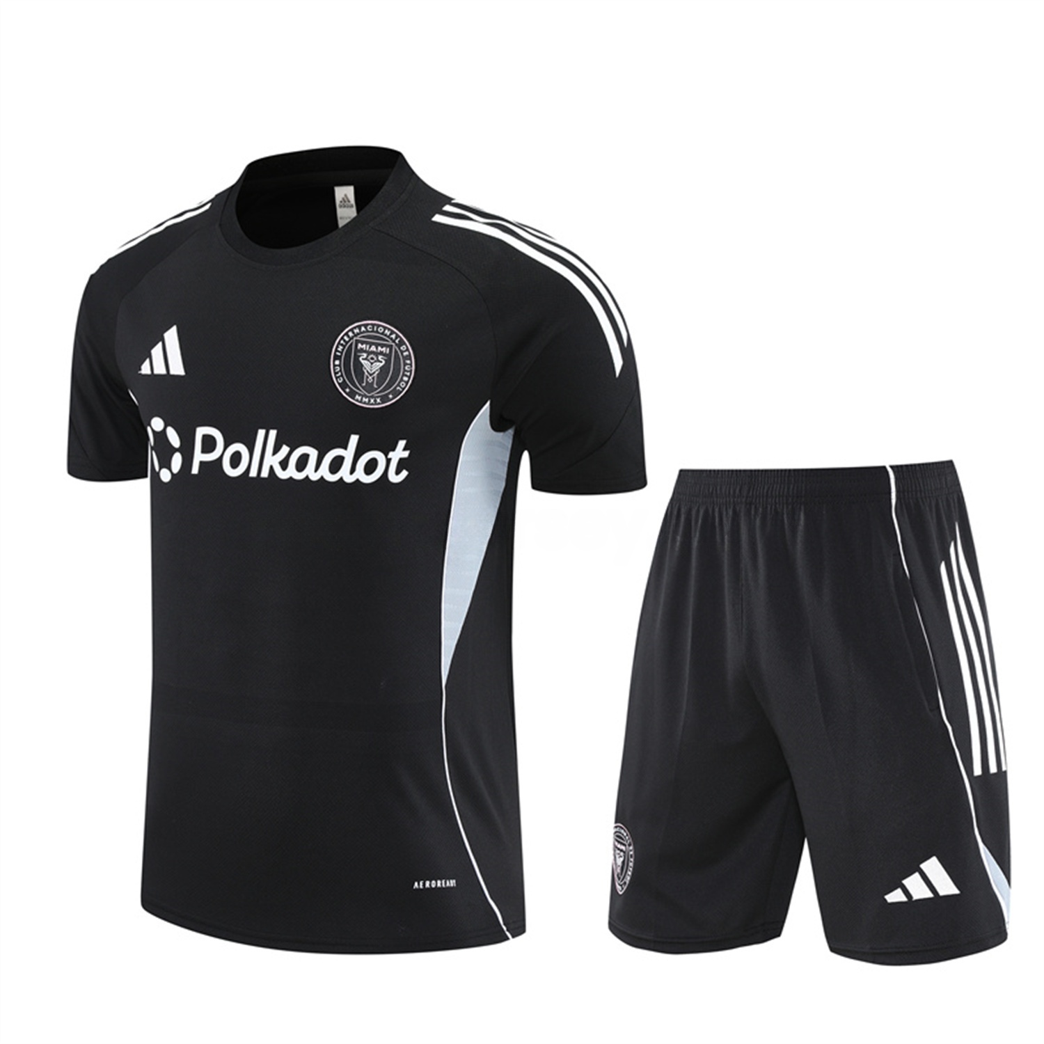 INT M.A.M 25-26 Short-Sleeve Training Set - Black Top and Shorts - Unitedfutballjersey
