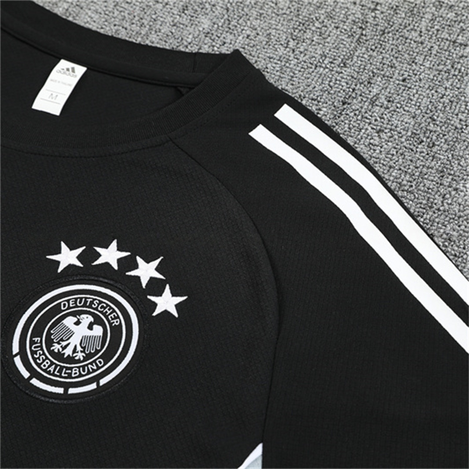 Germany 25-26 Kids Short-Sleeve Training Set - Black Short Sleeve & Black Shorts - Unitedfutballjersey