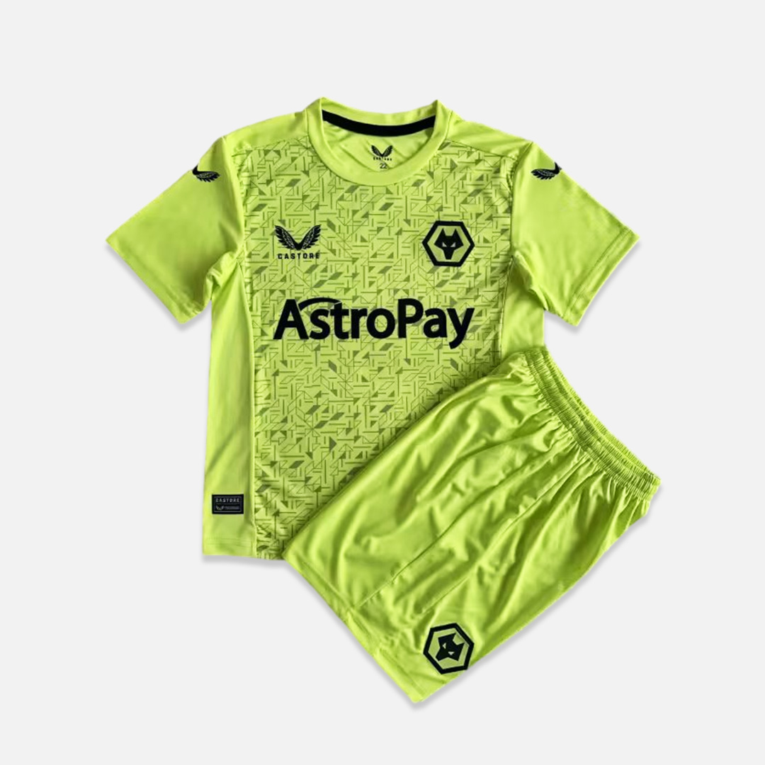 Wolverhampton Wanderers Wolves 23-24 Green Goalkeeper GK Kids Kit - Unitedfutballjersey