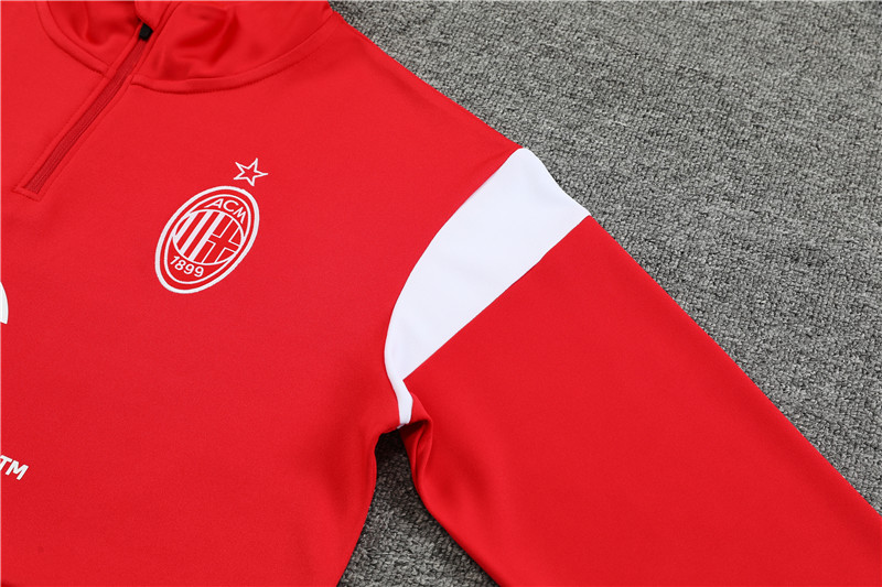 AC Milan 23-24 Long Sleeve Training Set -Red and White - Unitedfutballjersey