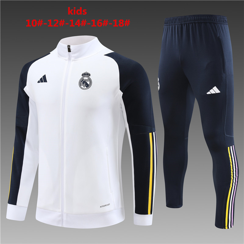 Real Madrid 23-24 Kids Jacket Training Tracksuit - White - Unitedfutballjersey