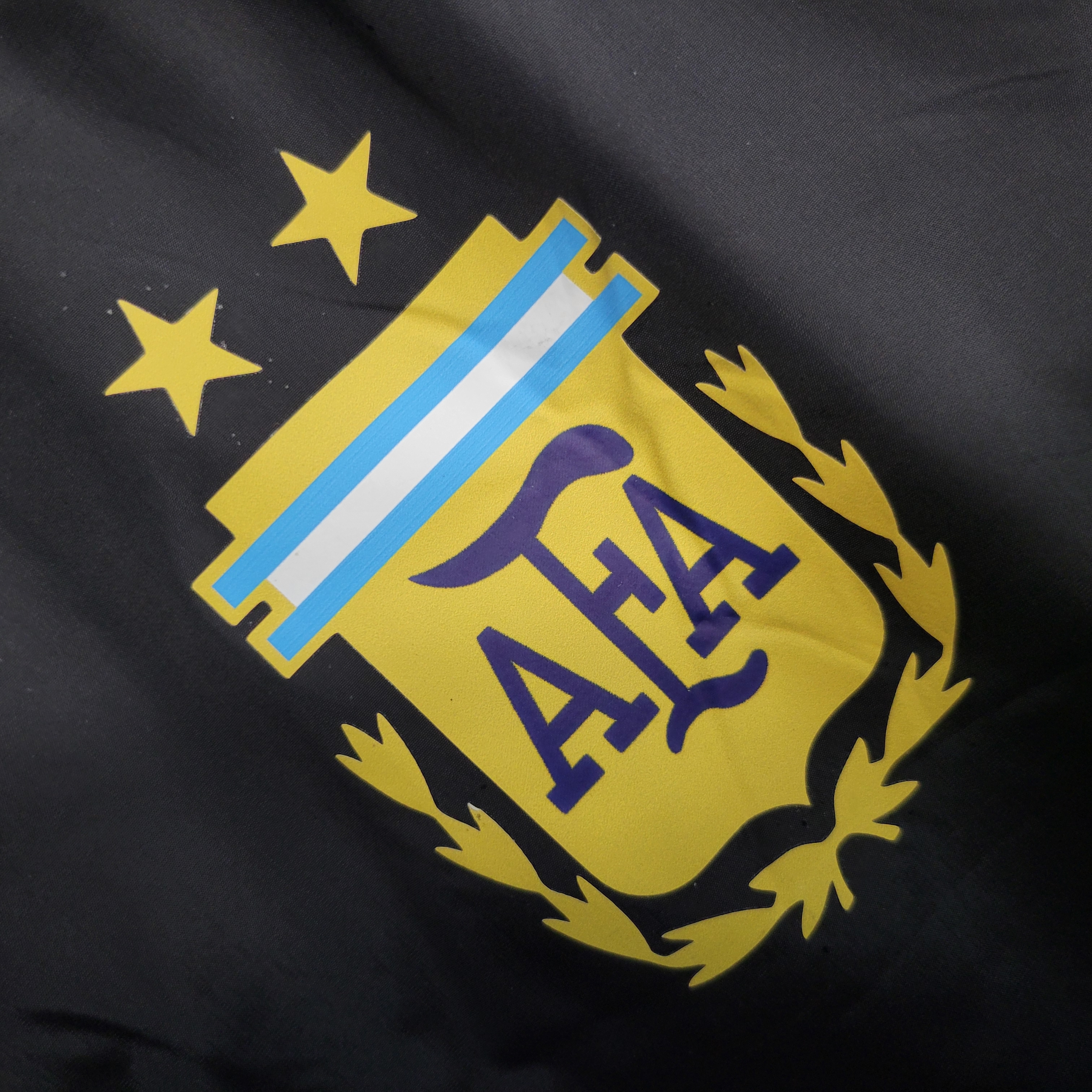 Argentina 23-24 Men's Hooded Thermal Cotton Jacket - Black - Unitedfutballjersey