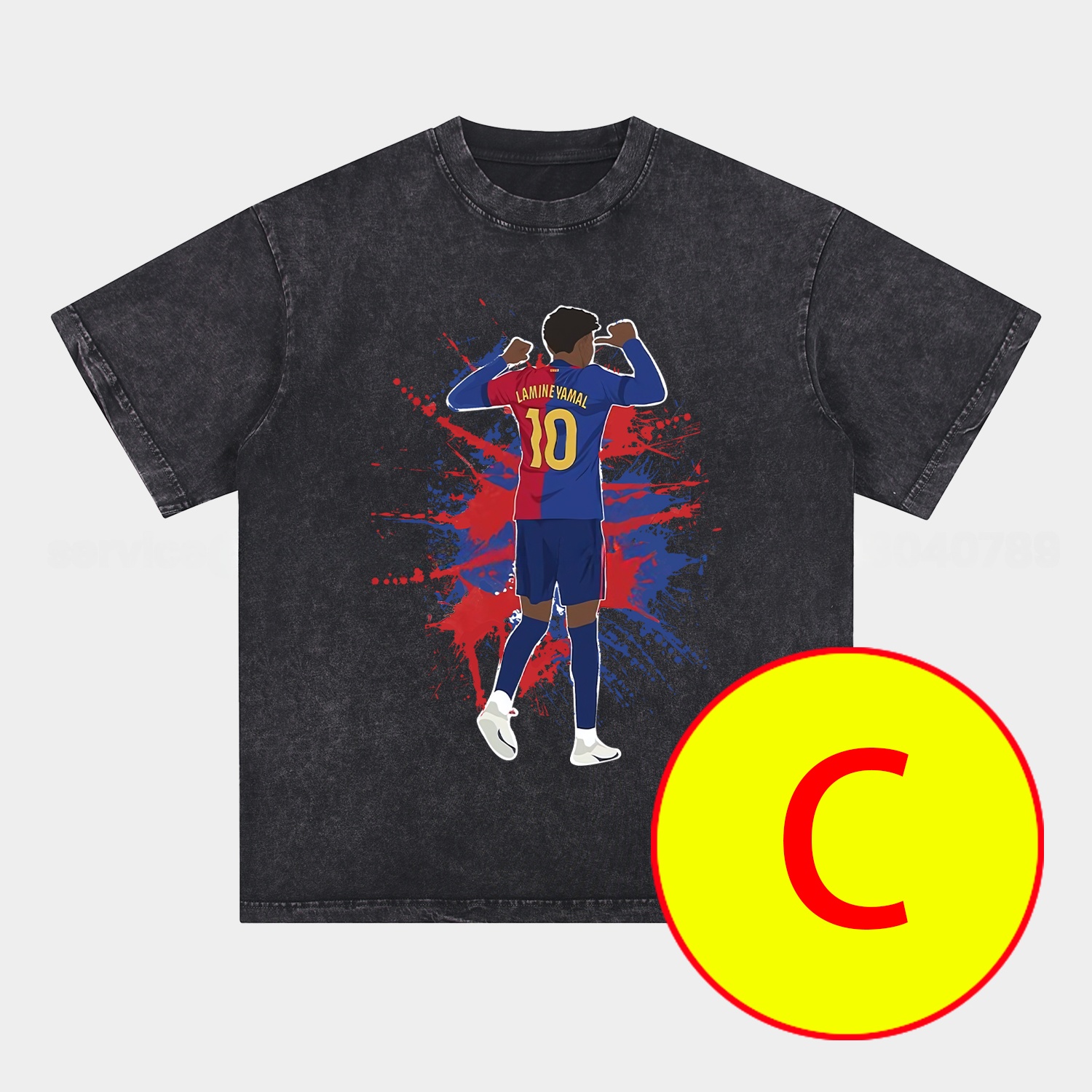 LAMINE YAMAL - Barcelona No. 10 Legend Continues 2025 Oversized Washed T-Shirt - Unitedfutballjersey