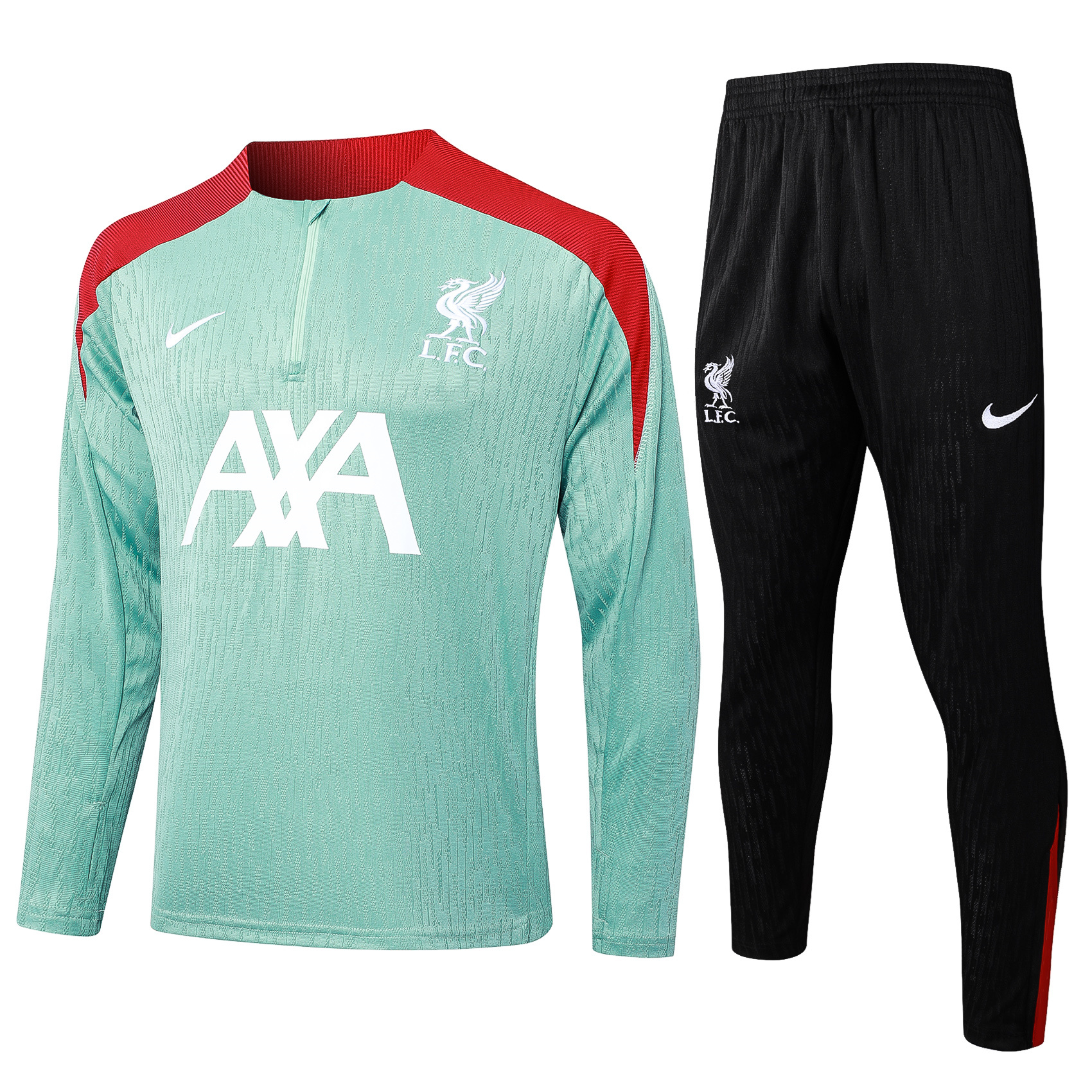 Liver.pool 24-25 Long Sleeve Training Set - Player Version - Green Top and Black Pants - Unitedfutballjersey