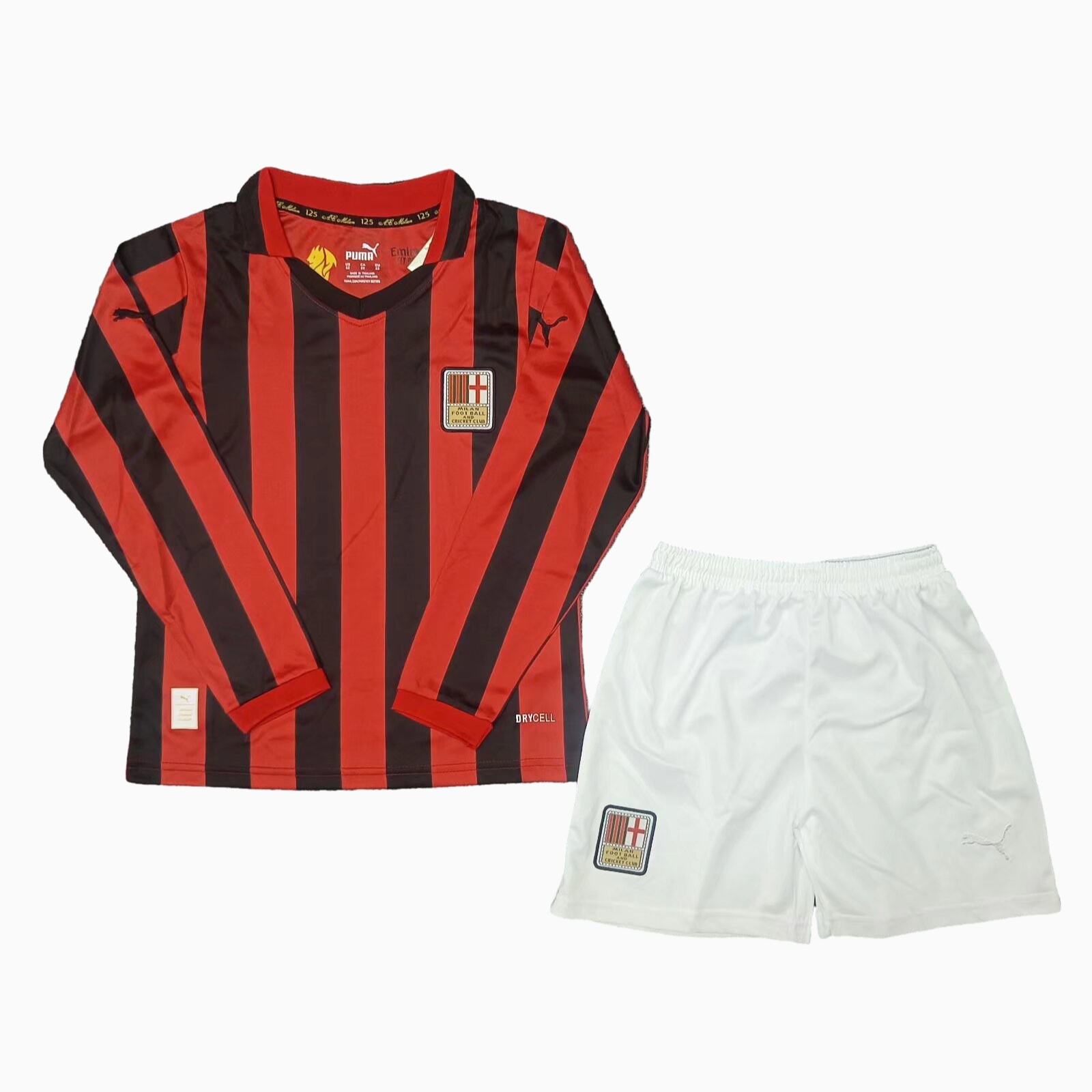 AC Milan 24-25 125th Anniversary Home Long Sleeves Kids Kit - Unitedfutballjersey