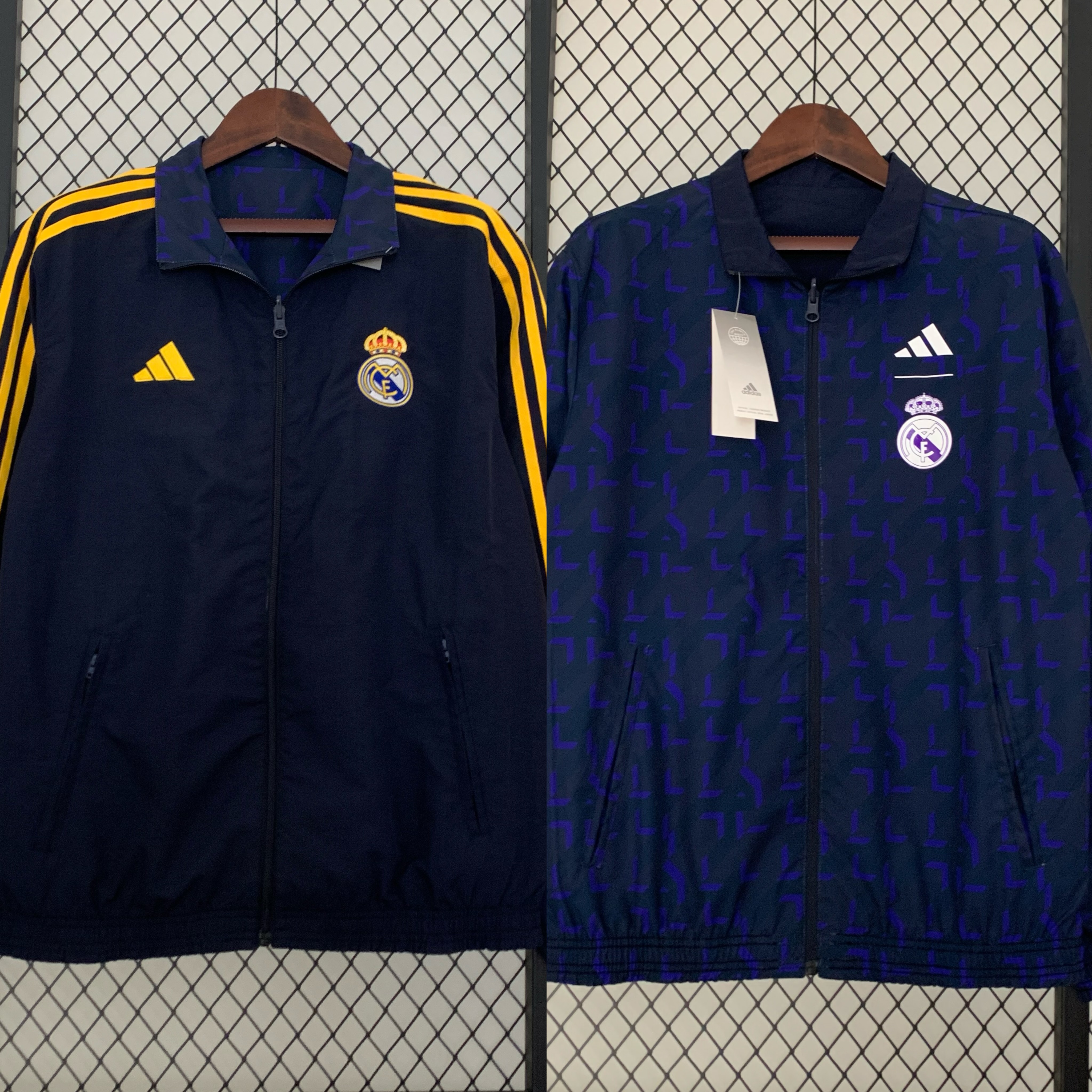 Real Madrid 23-24 Houndstooth Pattern Limited Edition Player Reversible Windbreaker - Unitedfutballjersey
