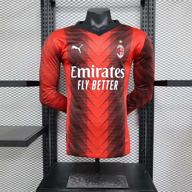 AC Milan 23-24 Home Long Sleeve Jersey - Player Version - Unitedfutballjersey