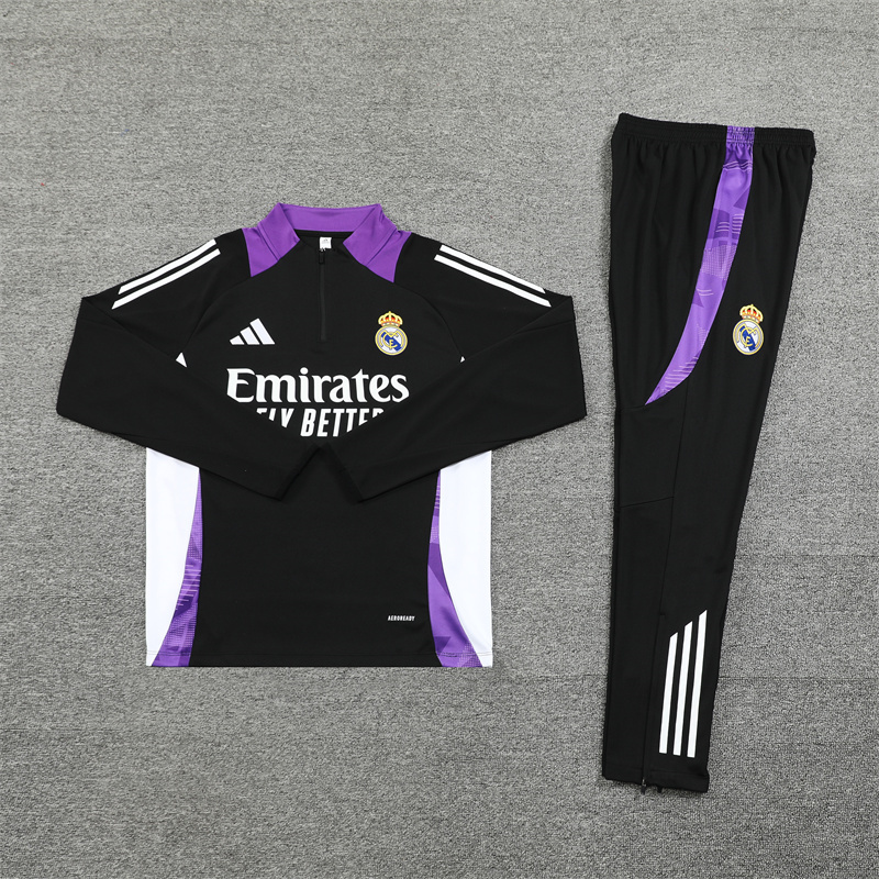 Real Madrid 24-25 Long Sleeve Training Set - Black and Purple - Unitedfutballjersey