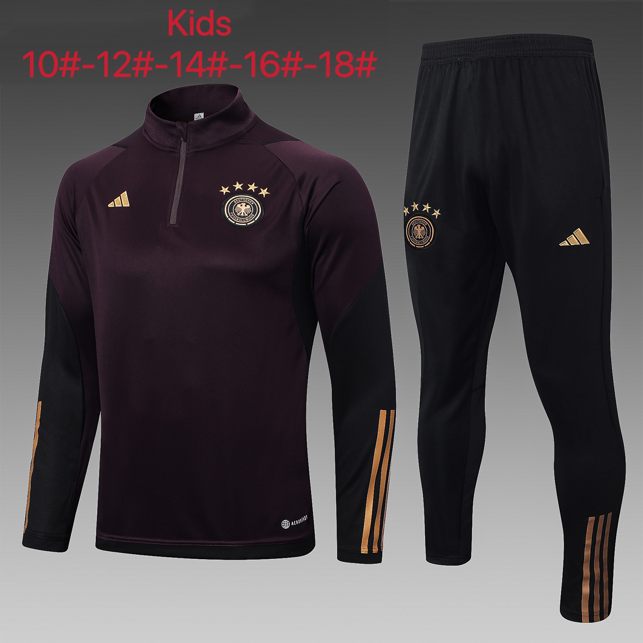 Germany 23-24 Kids Long Sleeve Training Set Deep Brown - Unitedfutballjersey