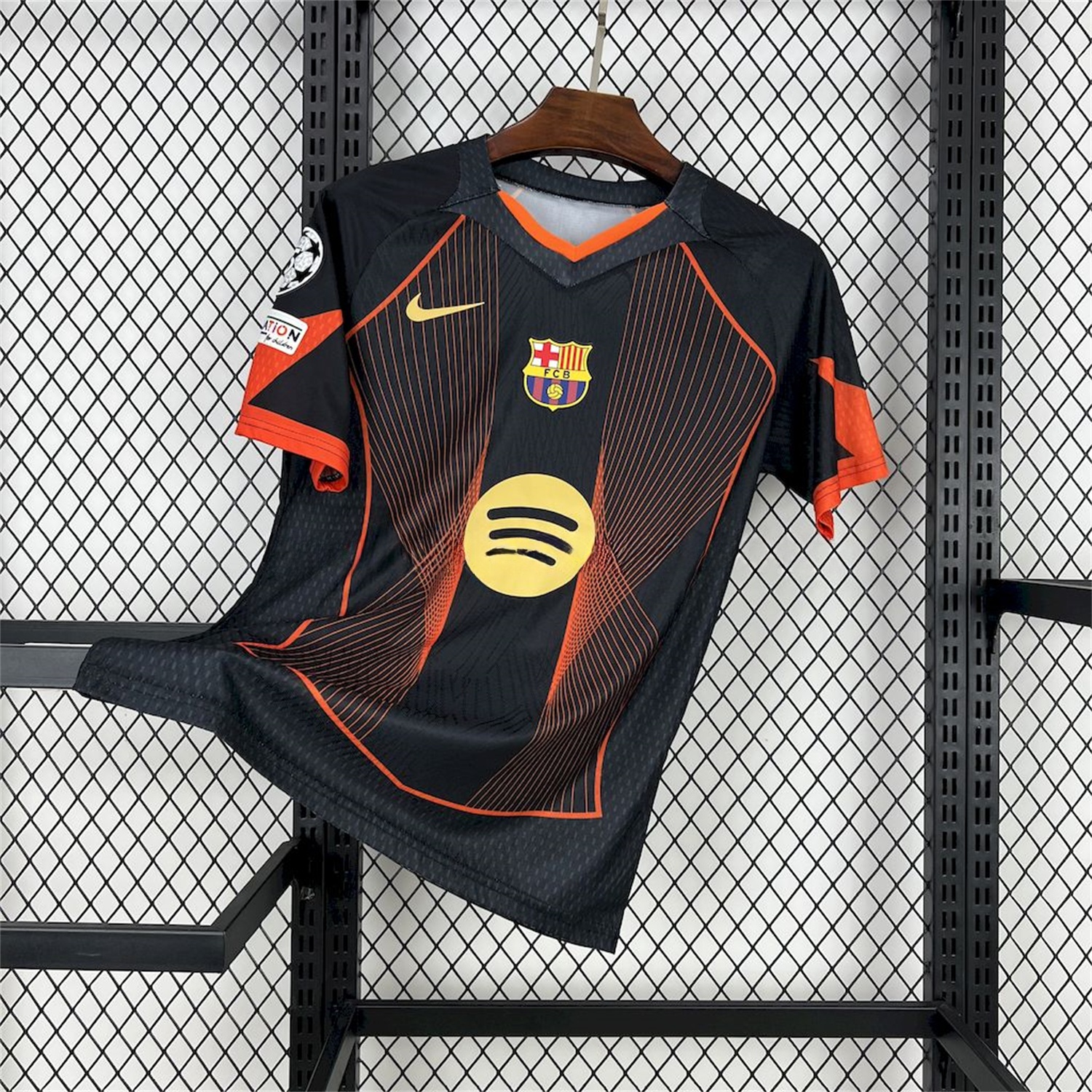 B.A.R.S.A 25-26 T90 Orange Lines Black Special Jersey - Fans Version - Unitedfutballjersey