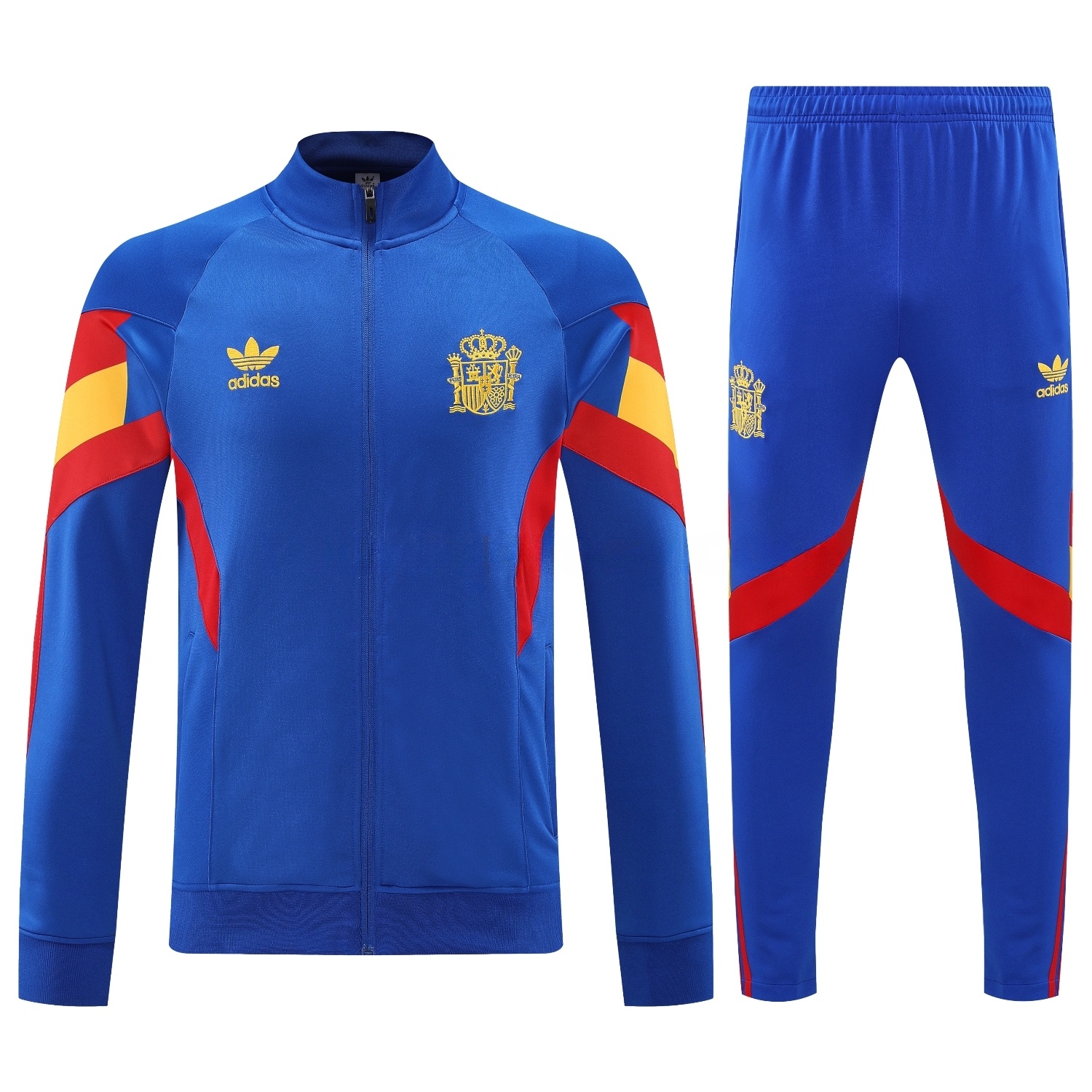 Spain 25-26 Jacket Training Tracksuit - Blue Jackets & Pants with Red and Yellow - Unitedfutballjersey