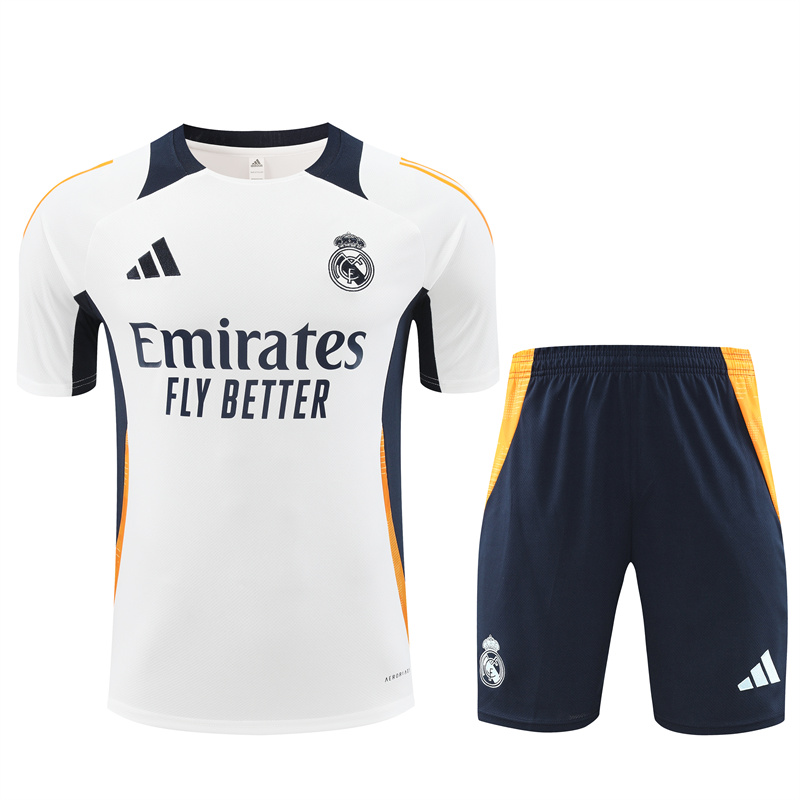 Real Madrid 24-25 Short-Sleeve Training Set - White & Deep Blue - Unitedfutballjersey