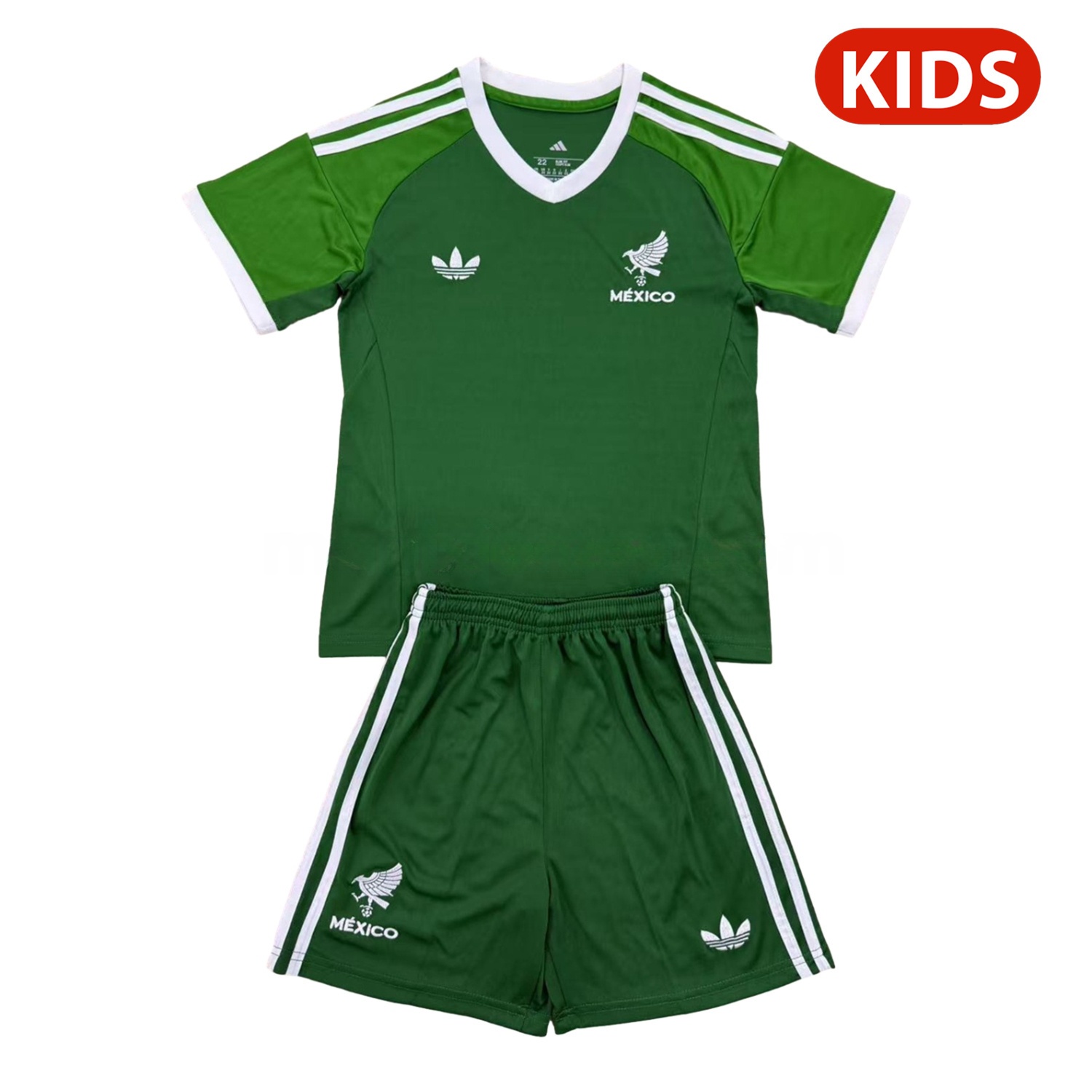 Mexico 2025 Throwback Trefoil Green Goalkeeper Kids Kit - Unitedfutballjersey