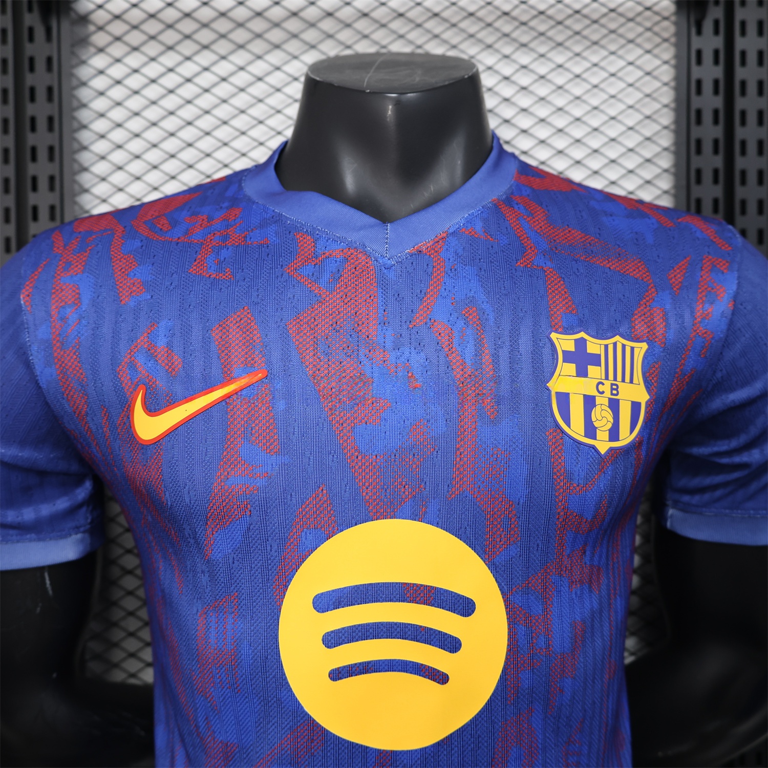 Barcelona 25-26 Blue Gradient and Red Shaped Pattern Pattern Jersey - Player Version - Unitedfutballjersey