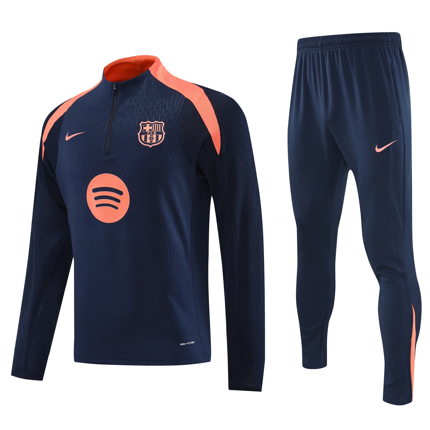 Barcelona 25-26 Long Sleeve Training Set - Deep Blue Top and Deep Blue Pants - Unitedfutballjersey