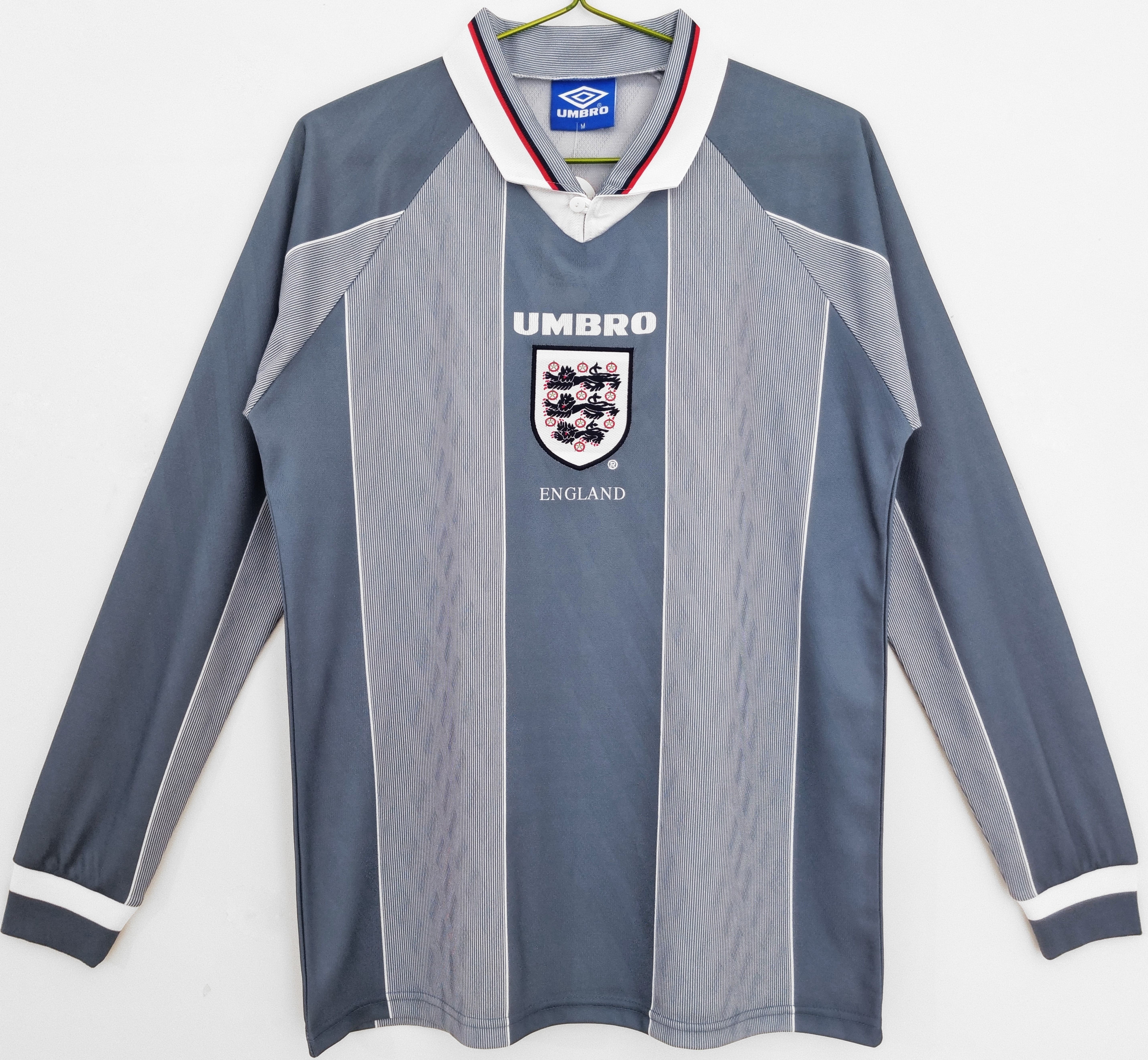 Retro England 1996 Away Stadium Long Sleeve Jersey - Unitedfutballjersey