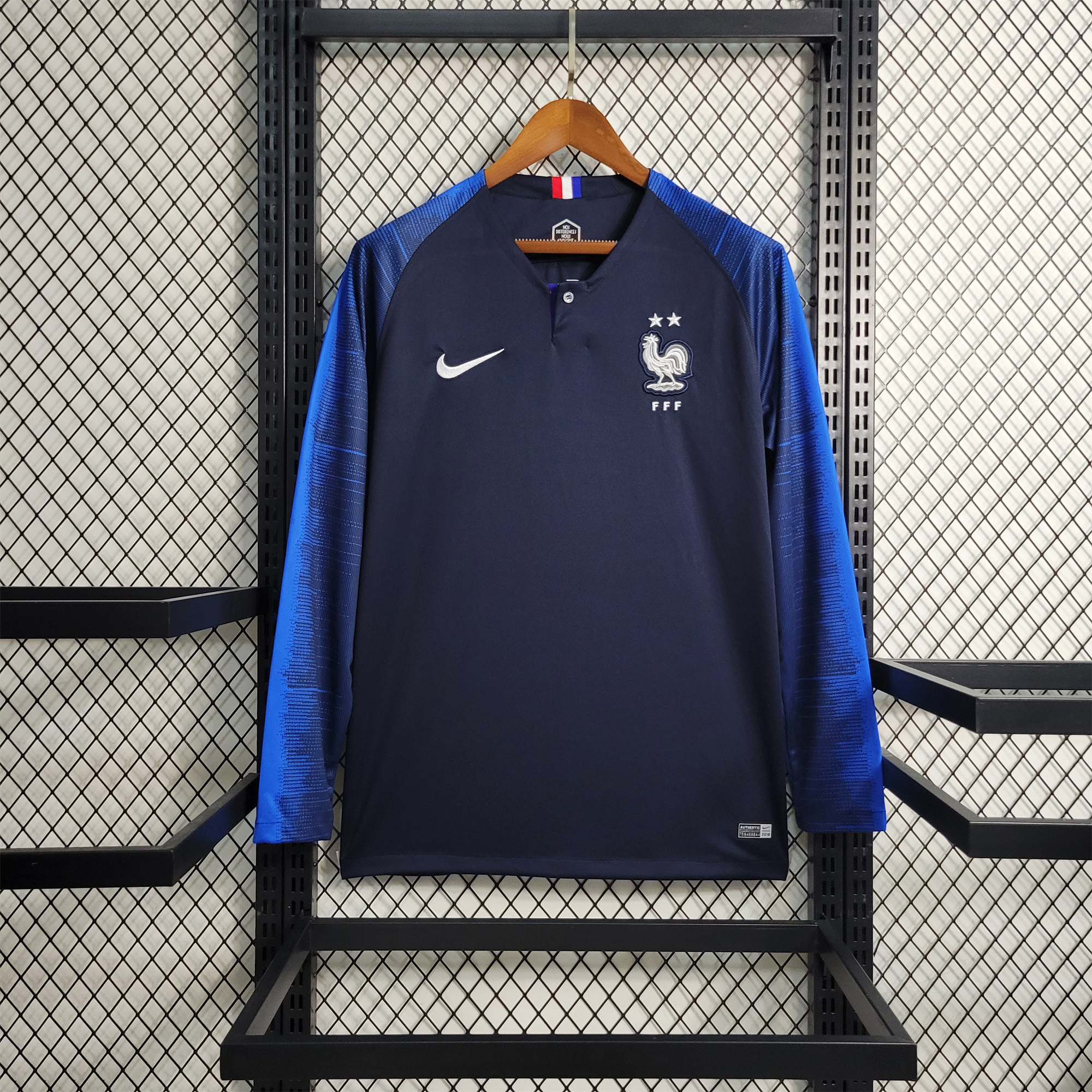 Retro France 2018 Home Stadium Long Sleeve Jersey - Unitedfutballjersey