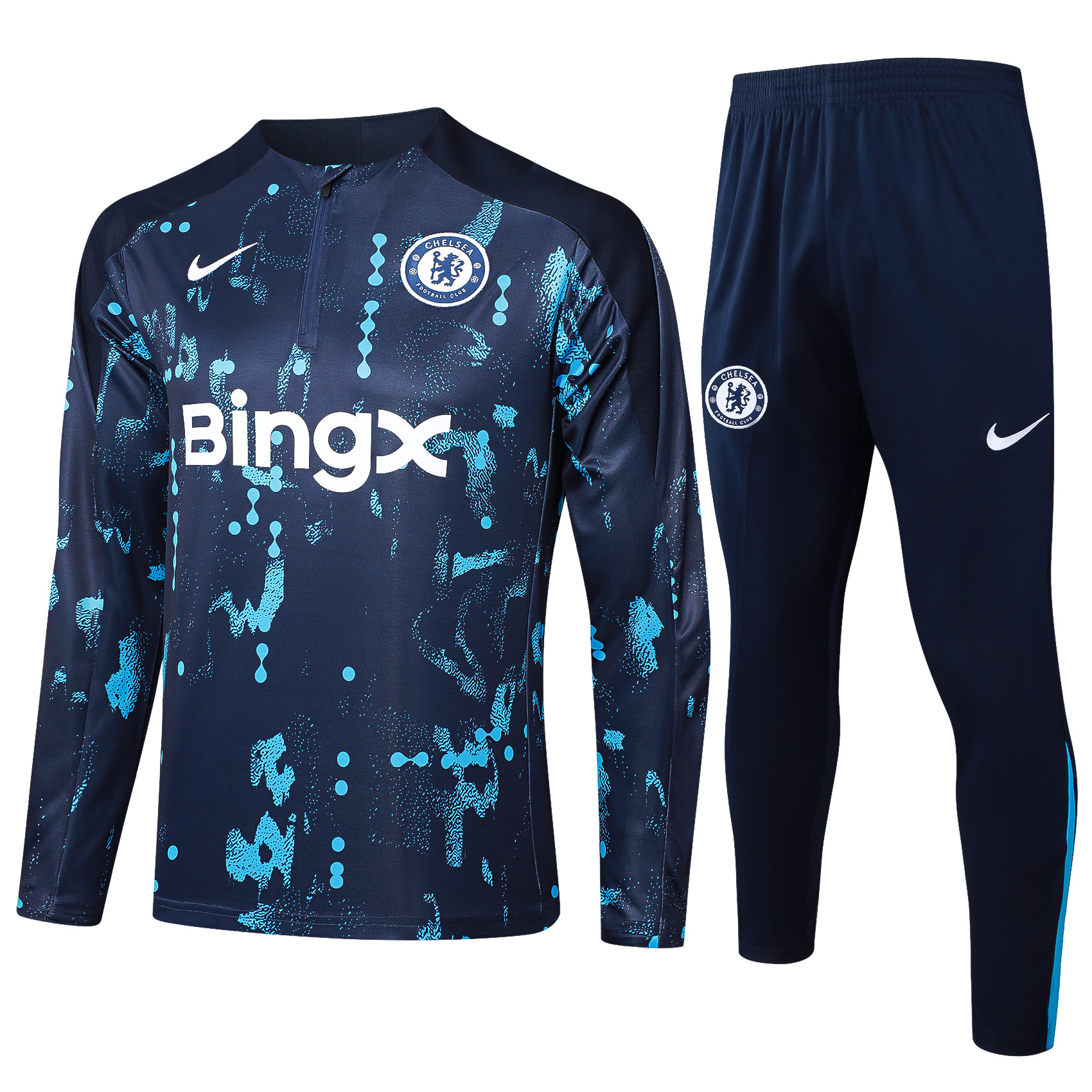 C.H.E.L.S.E.A 24-25 Long Sleeve Training Set - Royal Blue with Blue Dots - Unitedfutballjersey