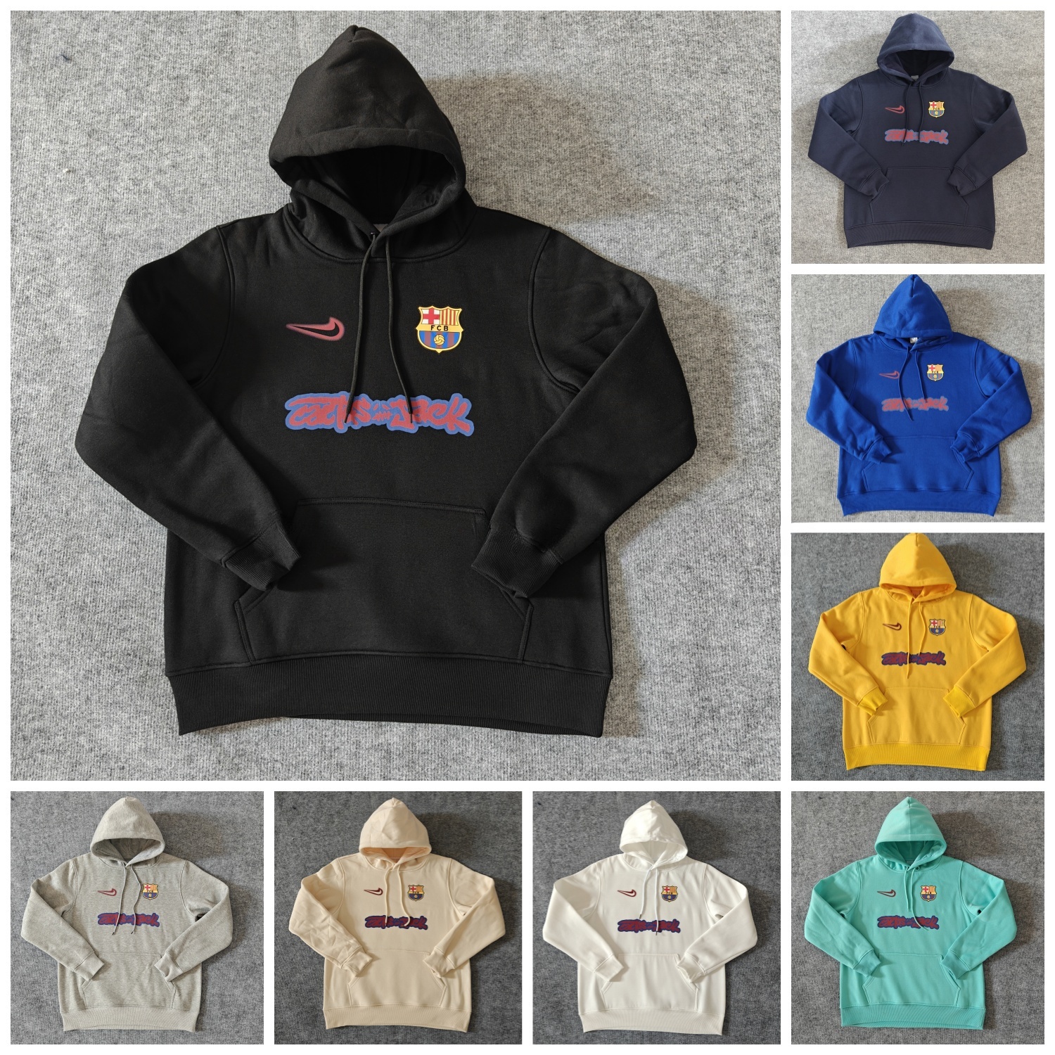 Barcelona x Travis Scott Team Logo On Both Sides Unisex Pullover Hoodie - Unitedfutballjersey