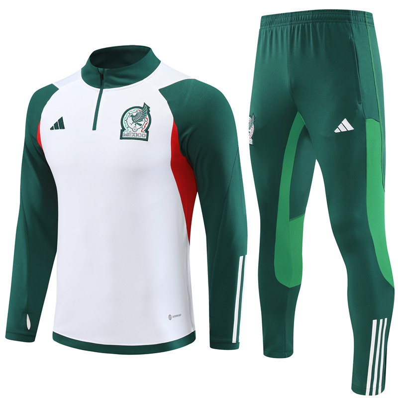 Mexico 23-24 Long Sleeve Training Set -White and Green - Unitedfutballjersey