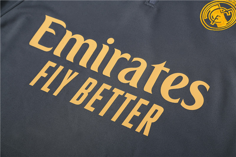 Real Madrid 23-24 Kids Long Sleeve Training Set Dark Grey - Unitedfutballjersey