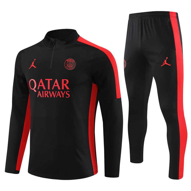 Paris Saint-Germain PSG 23-24 Long Sleeve Training Set -Black and Red - Unitedfutballjersey