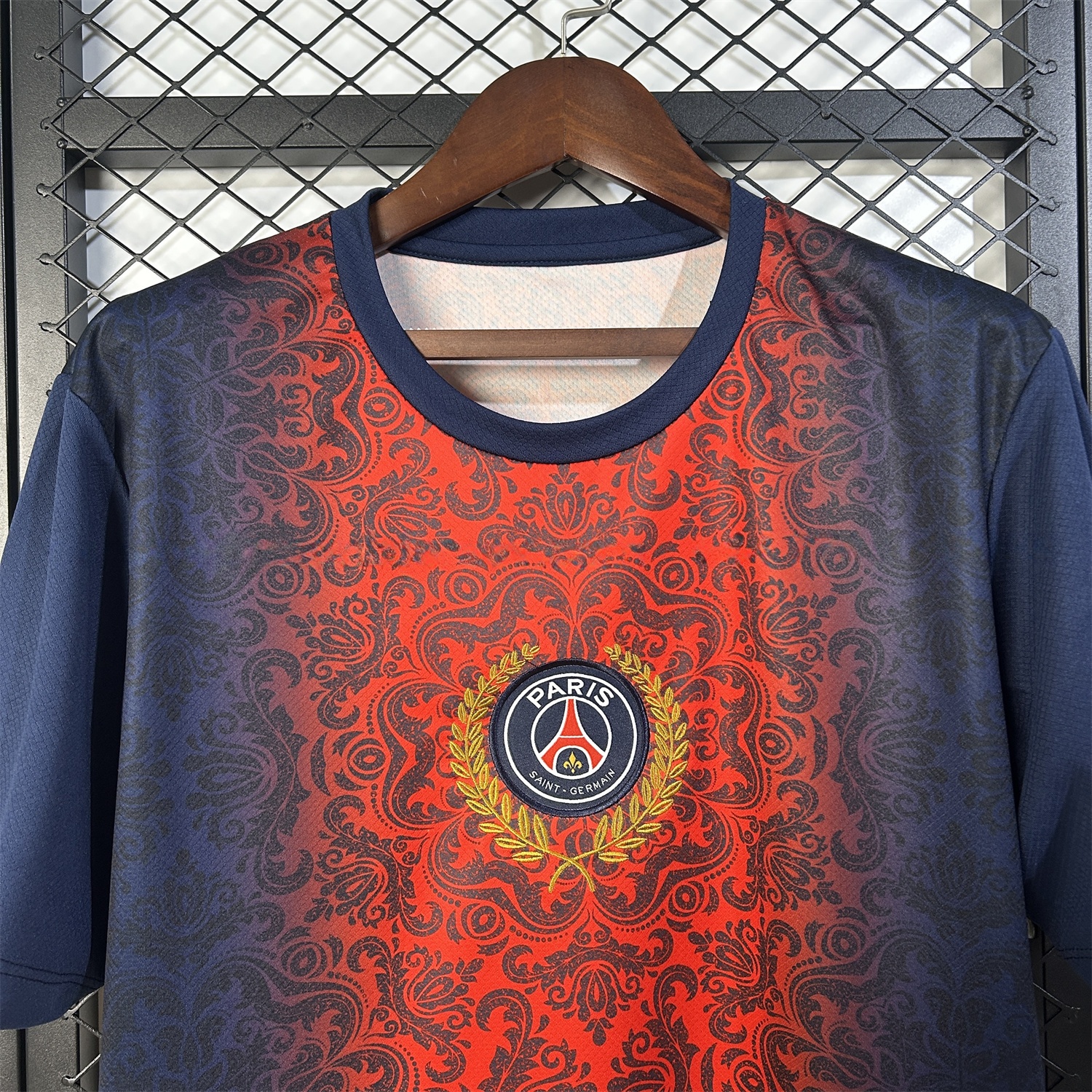 Paris Saint-Germain PSG 25-26 Champions League Commemorative Edition Red Blue Flower Pattern T-shirts - Unitedfutballjersey