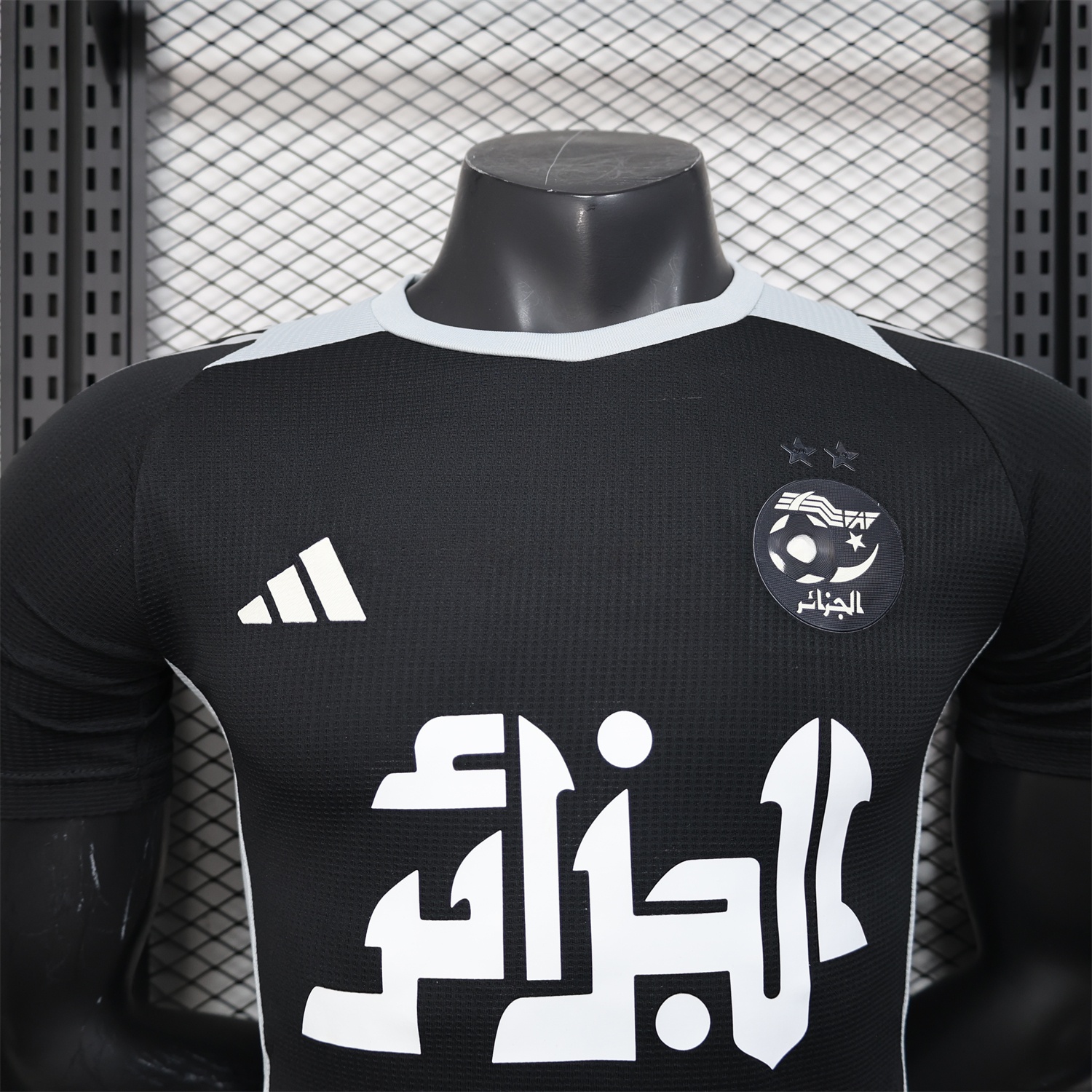 Algeria 25-26 Pure Black with White Chest Text Jersey - Player Version - Unitedfutballjersey