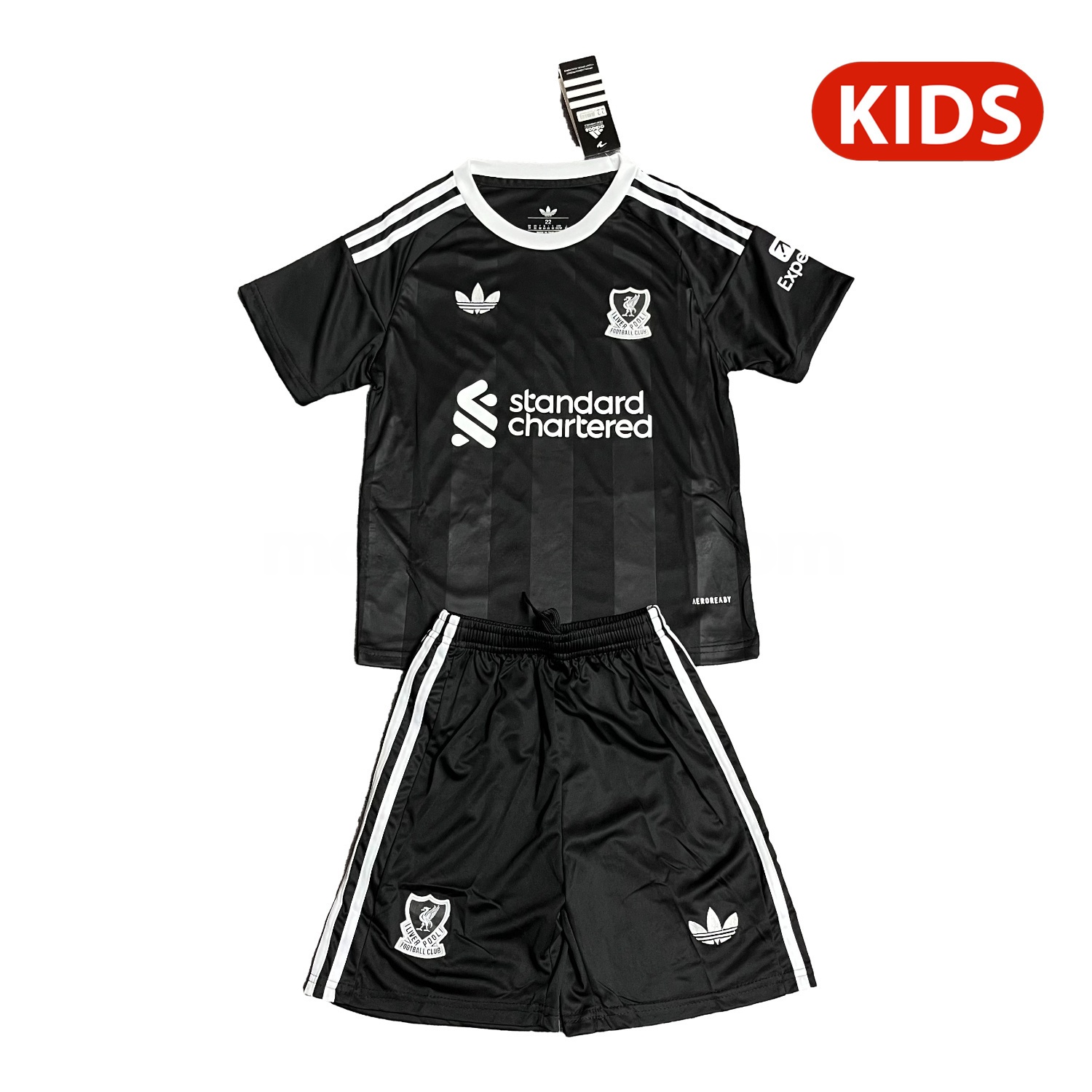 Liver.pool 25-26 Trefoil Black Goalkeeper Kids Kit - Unitedfutballjersey