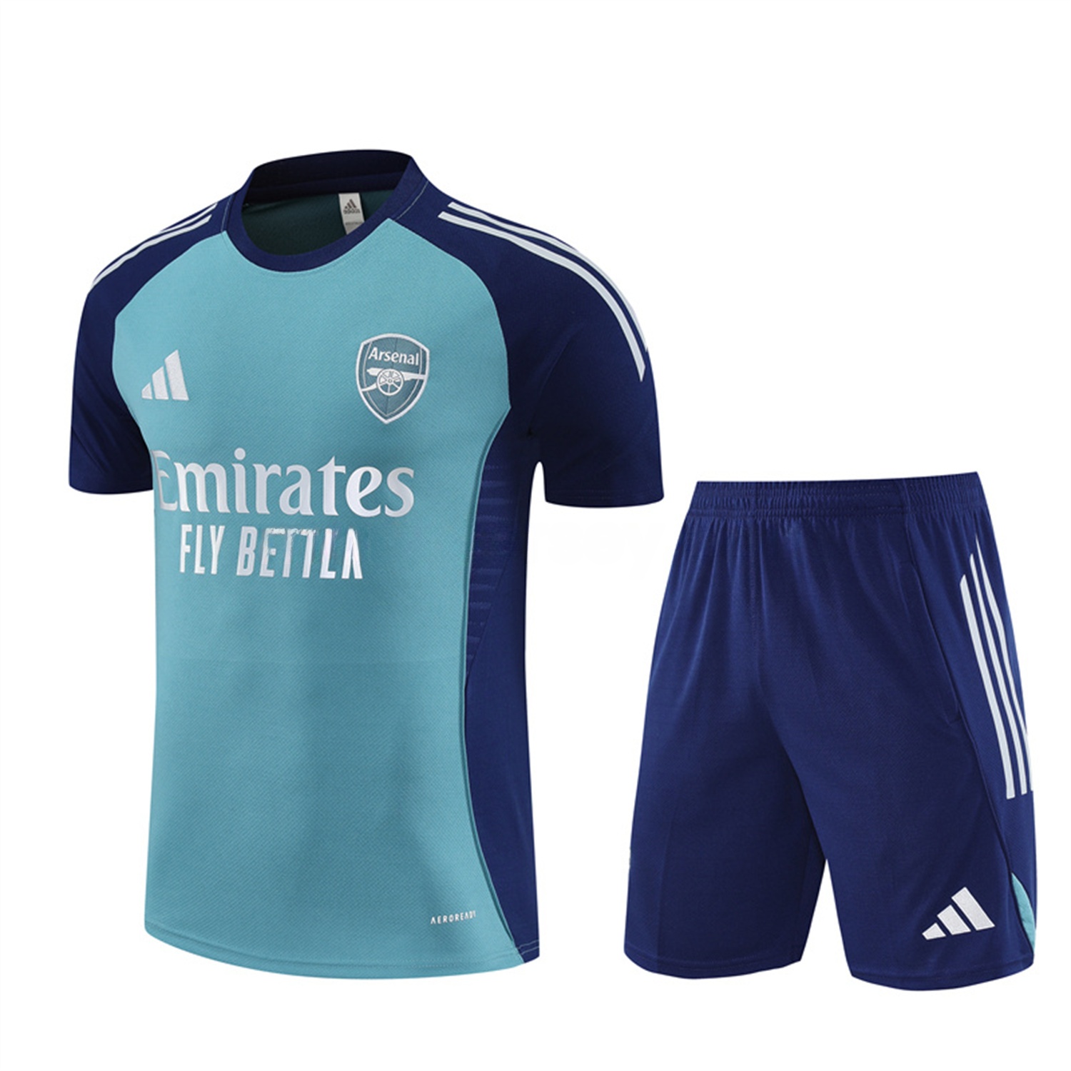 Arsenal 25-26 Short-Sleeve Training Set - Green Top and Deep Blue Shorts - Unitedfutballjersey