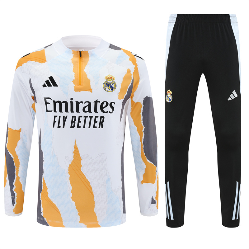 Real Madrid 2025 Kids Long Sleeve Training Set - Three Color Mixing - Unitedfutballjersey
