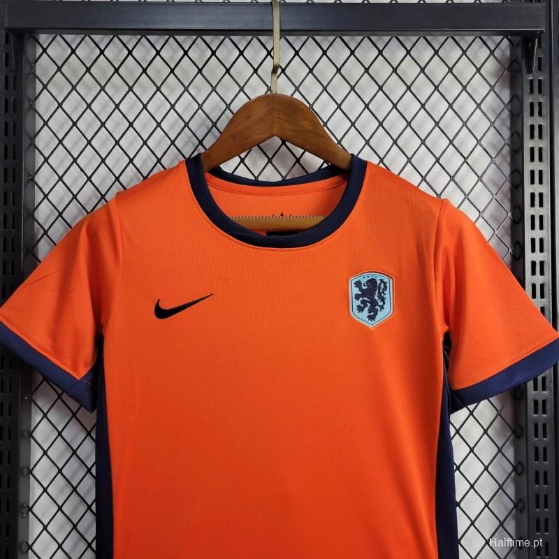 Netherlands 2024 Home Stadium Kids Kit - Unitedfutballjersey