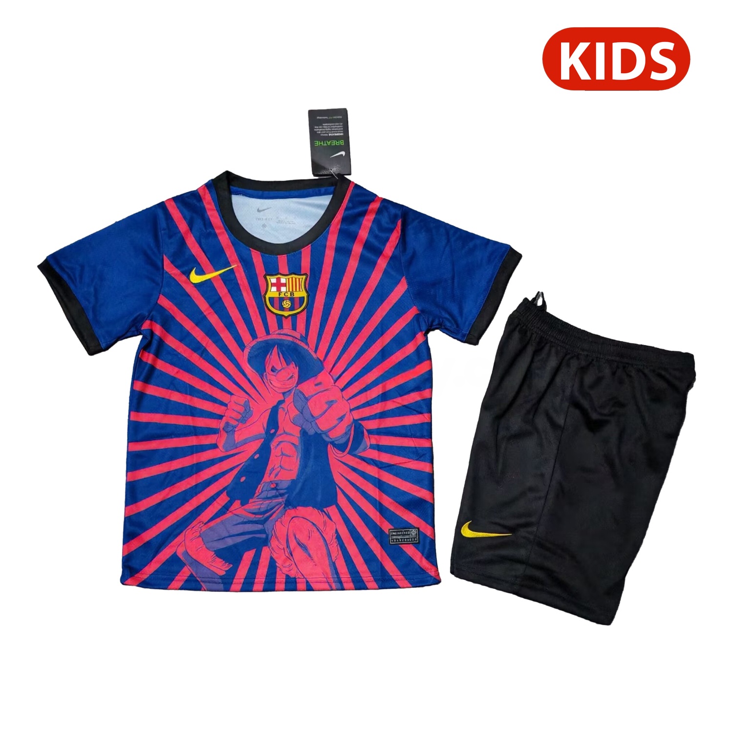 Barcelona 25-26 One Piece Red Silhouette Special Blue Kids Kit - Unitedfutballjersey