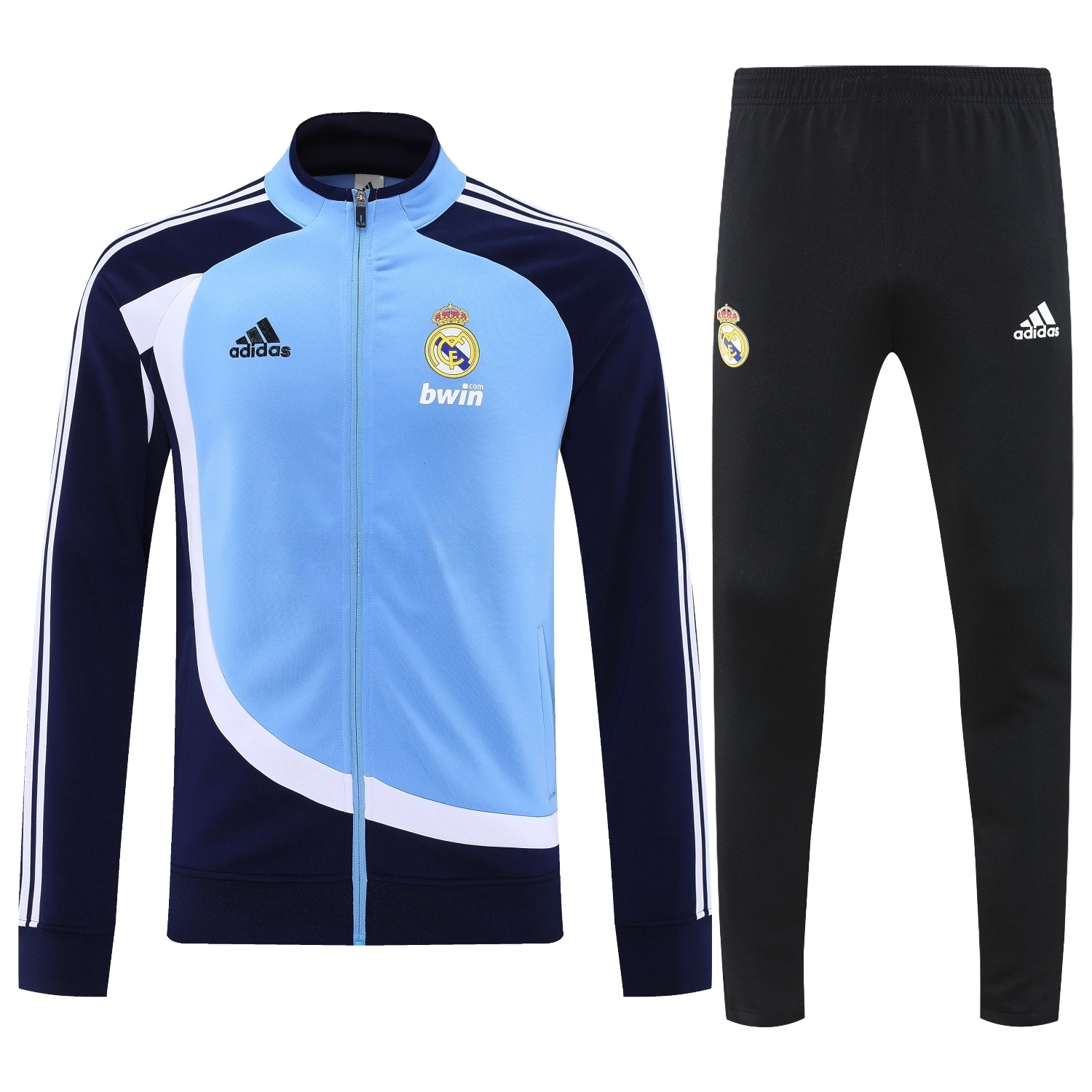 Real Madrid 25-26 Throwback Jacket Training Tracksuit - Blue Jackets & Black Pants - Unitedfutballjersey