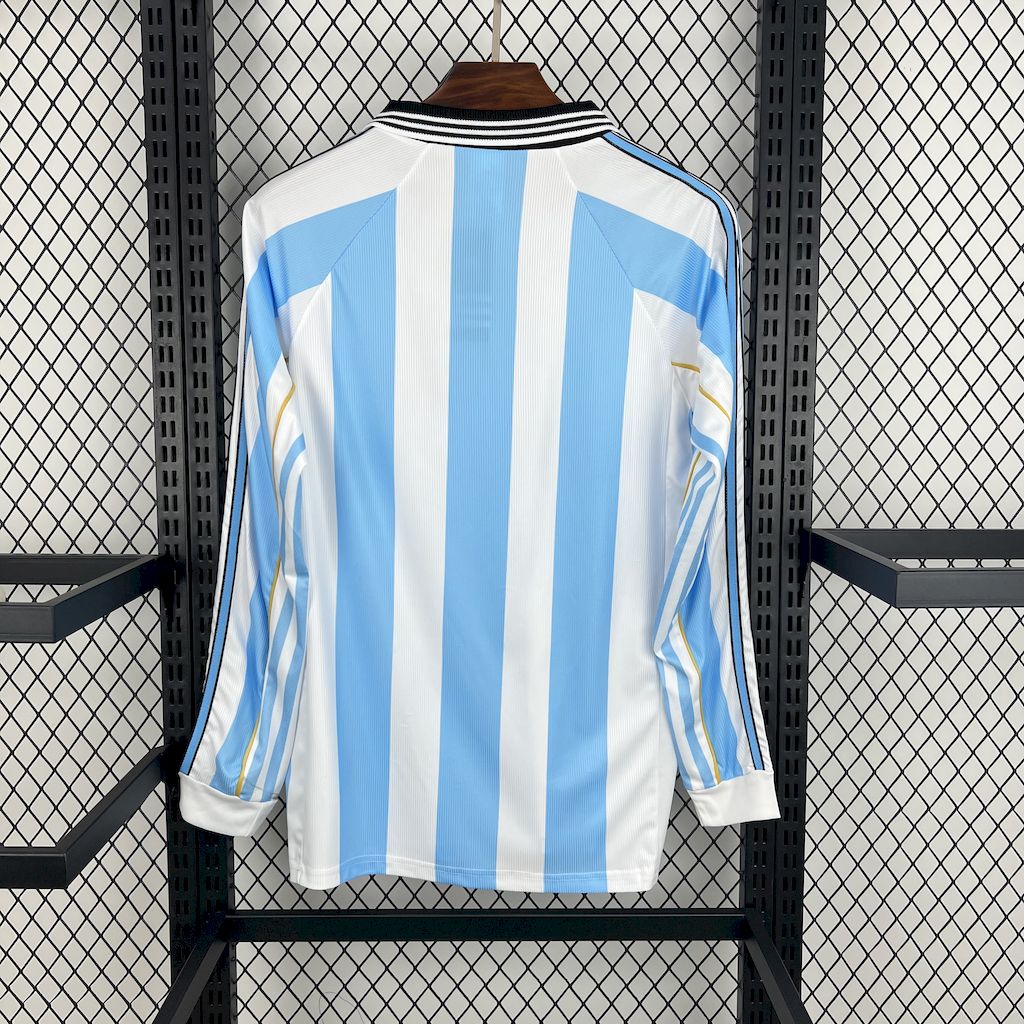 Retro Argentina 1998 Home Long Sleeves Jersey - Unitedfutballjersey