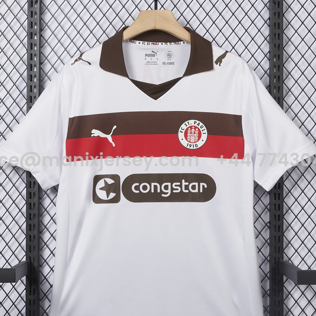 St. Pauli 25-26 Away White Jersey - Fans Version - Unitedfutballjersey