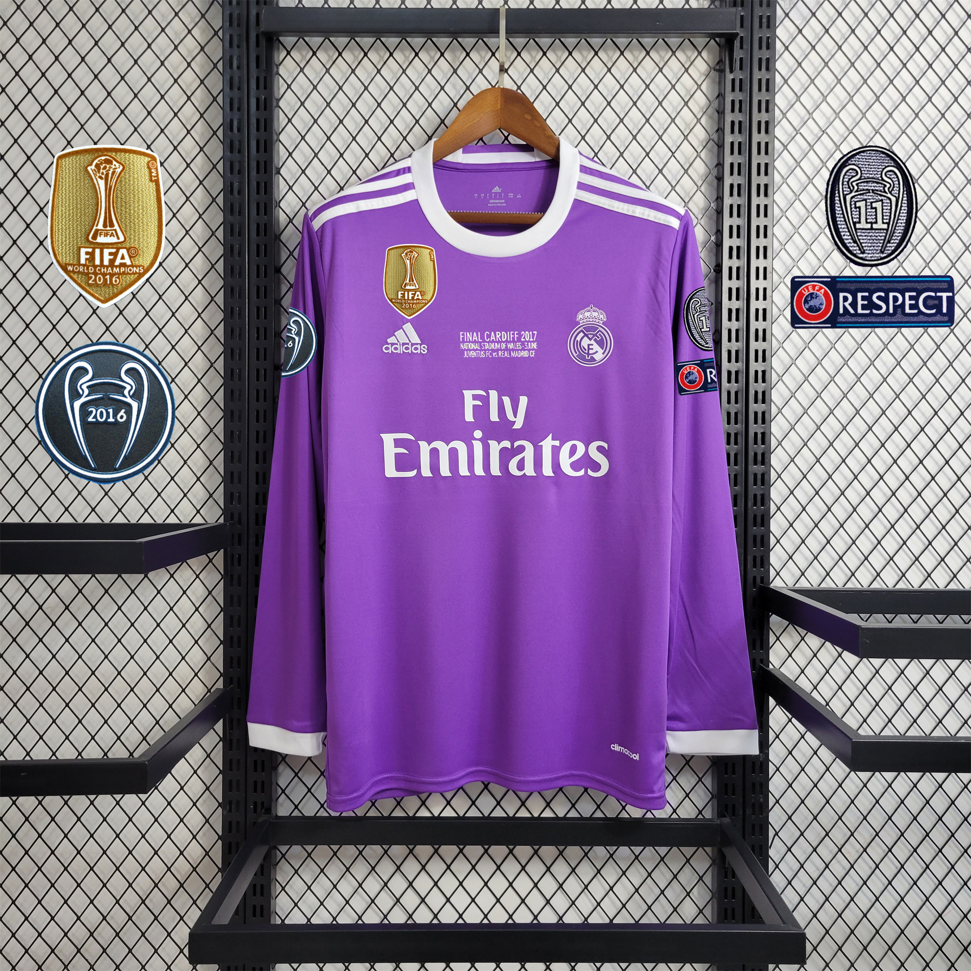 Real Madrid Retro 16-17 Away Long Sleeve Jersey - Champions League Final Version - Unitedfutballjersey