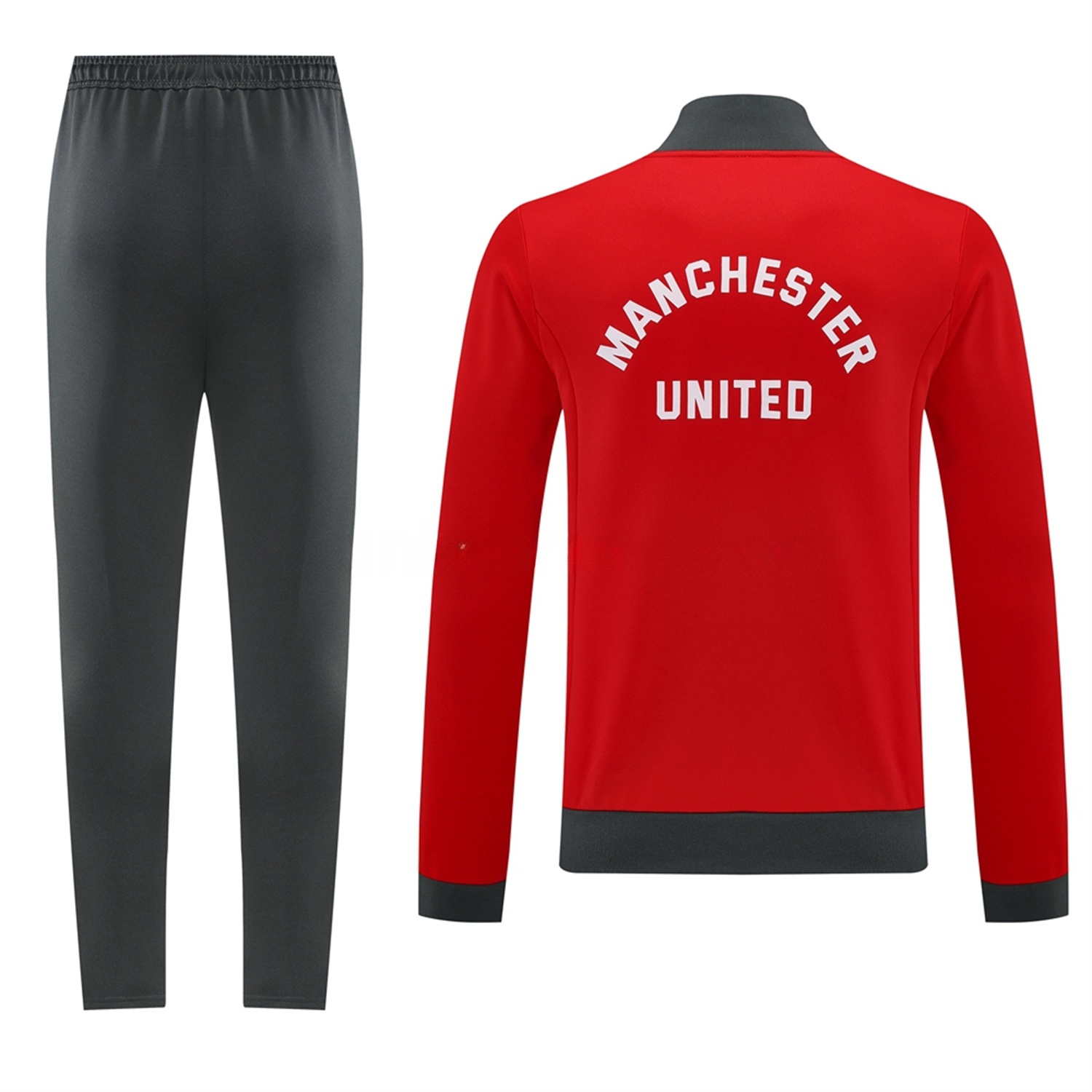 Manchester United 24-25 Throwback Jacket Training Tracksuit - Red Jackets & Grey Pants - Unitedfutballjersey