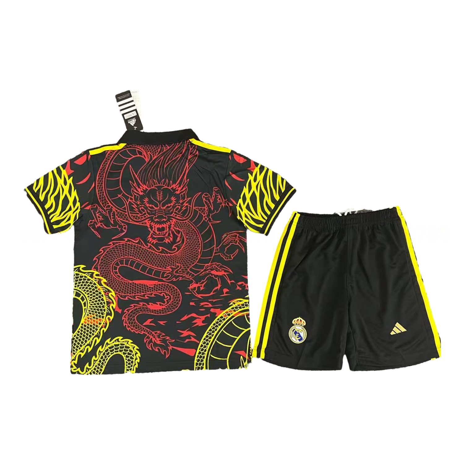 Real Madrid 25-26 Yellow And Red Dragon Black Special Kids Kit - Unitedfutballjersey