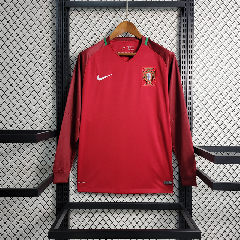 Retro Portugal 16-17 Home Stadium Long Sleeve Jersey - Unitedfutballjersey