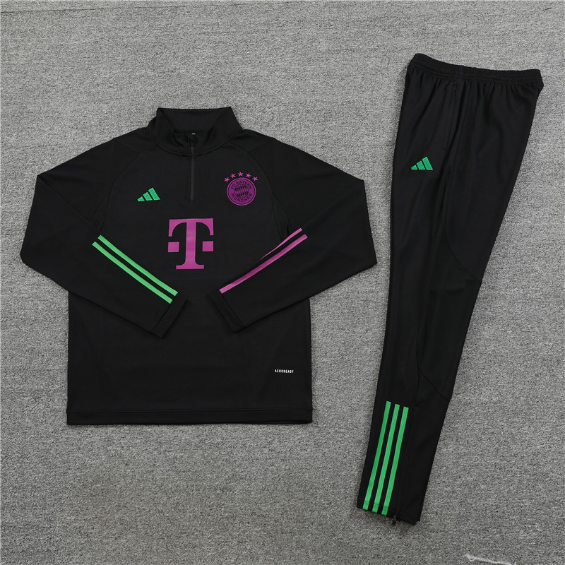 Bayern Munich 23-24 Kids Long Sleeve Training Set Black and Purple - Unitedfutballjersey
