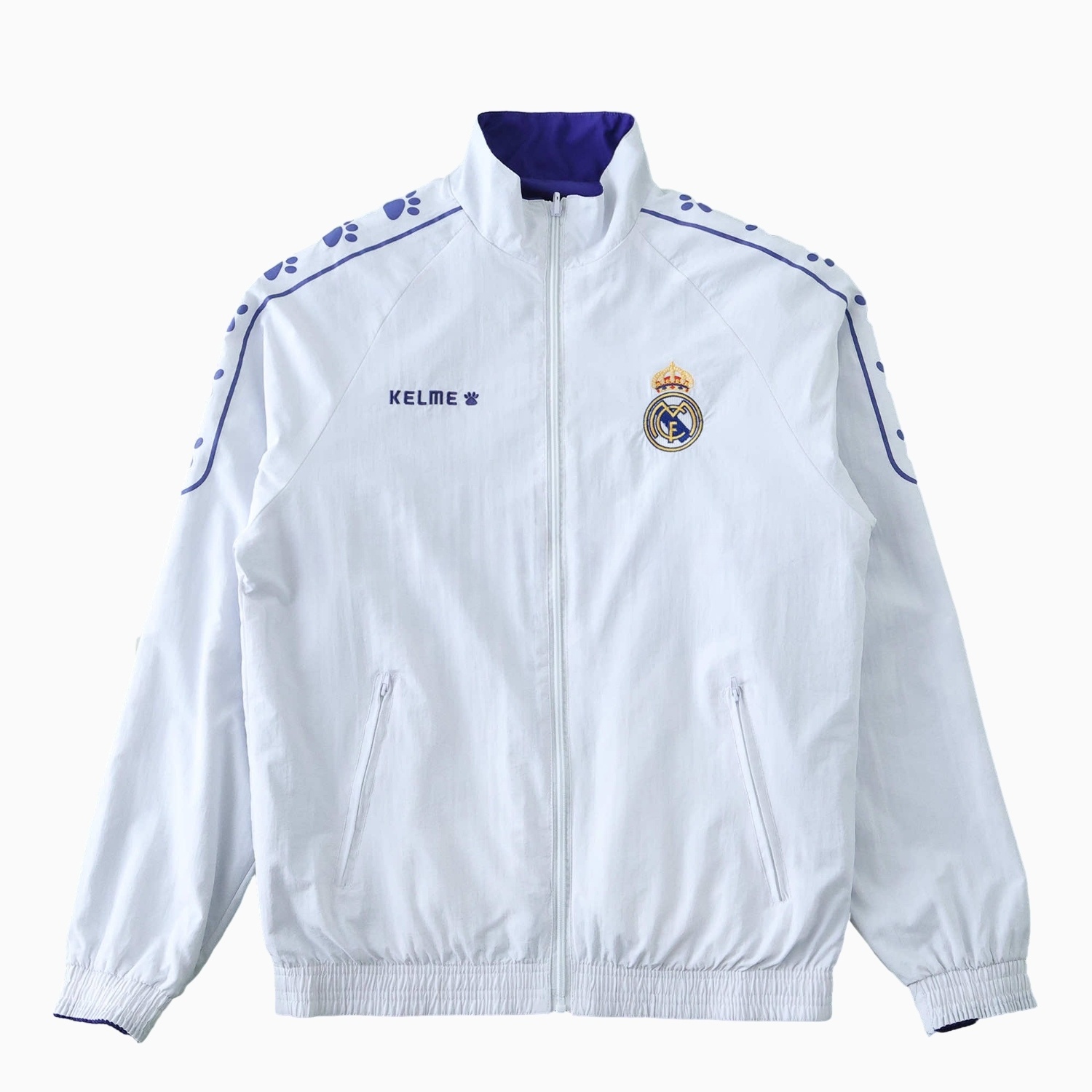 Retro Real Madrid 1995-96 Home & Away Double Sided Reversible Windbreaker - White & Purple - Unitedfutballjersey