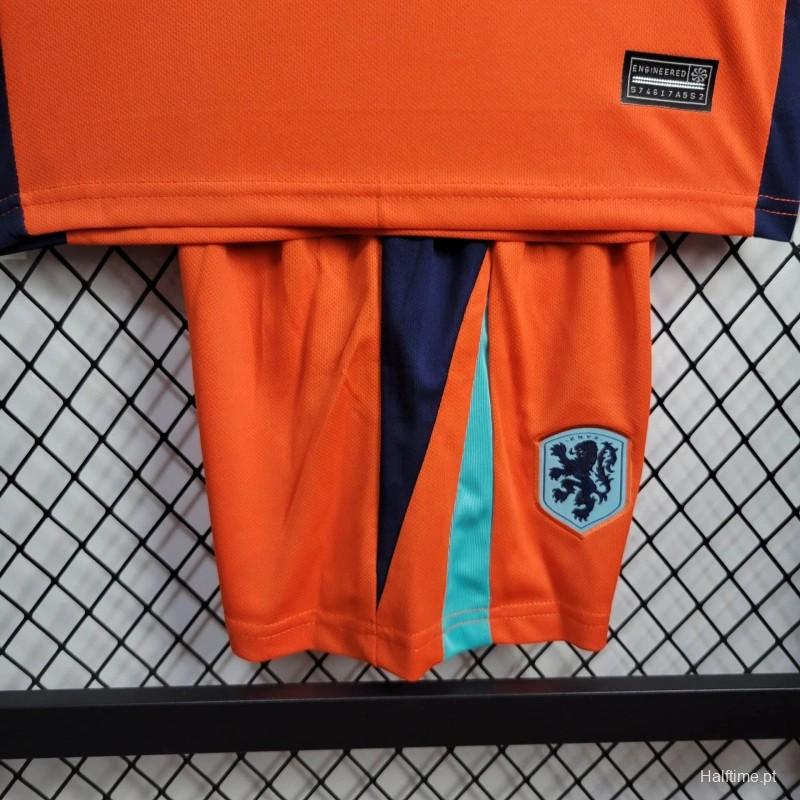 Netherlands 2024 Home Stadium Kids Kit - Unitedfutballjersey