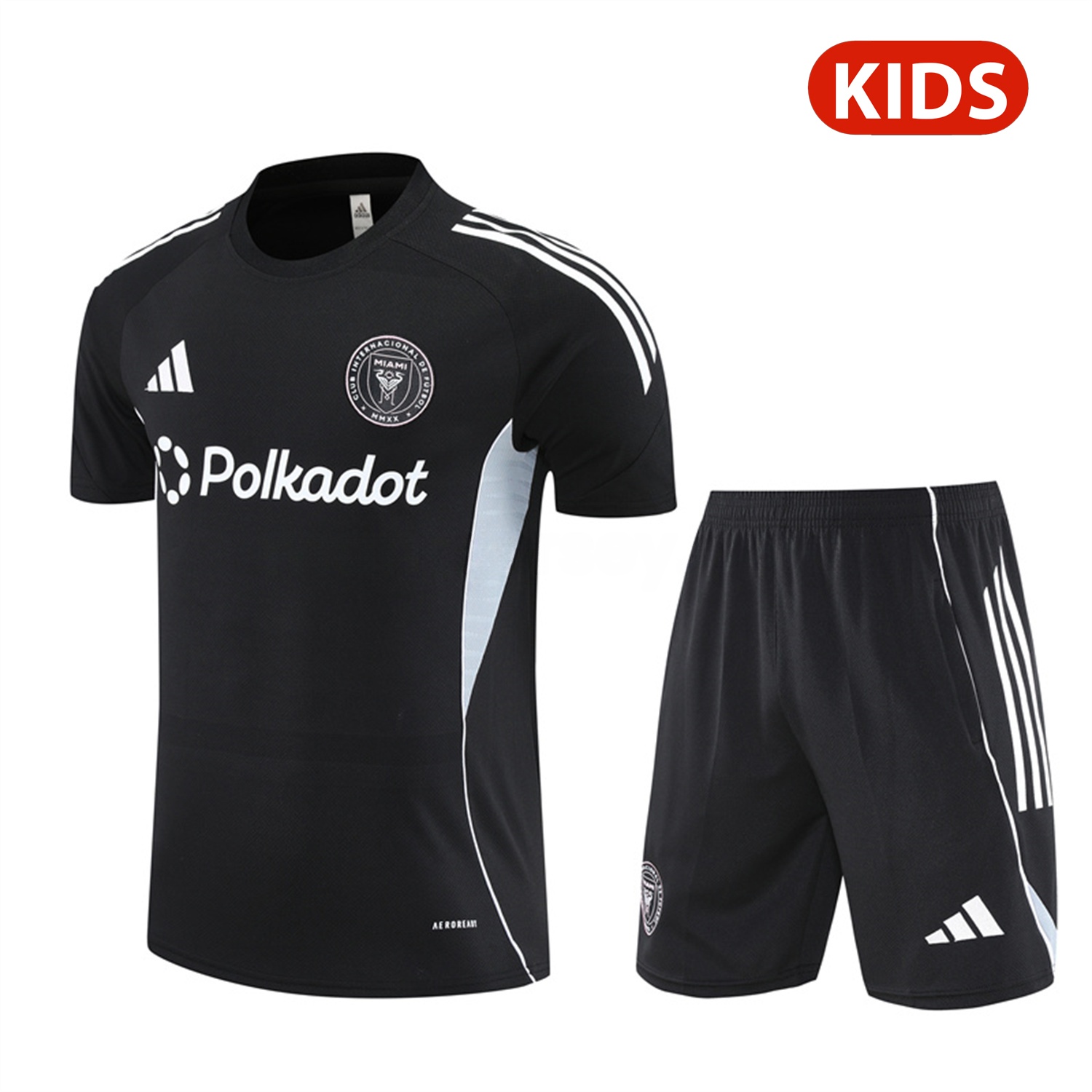 INT M.A.M 25-26 Kids Short-Sleeve Training Set - Black Top and Shorts - Unitedfutballjersey