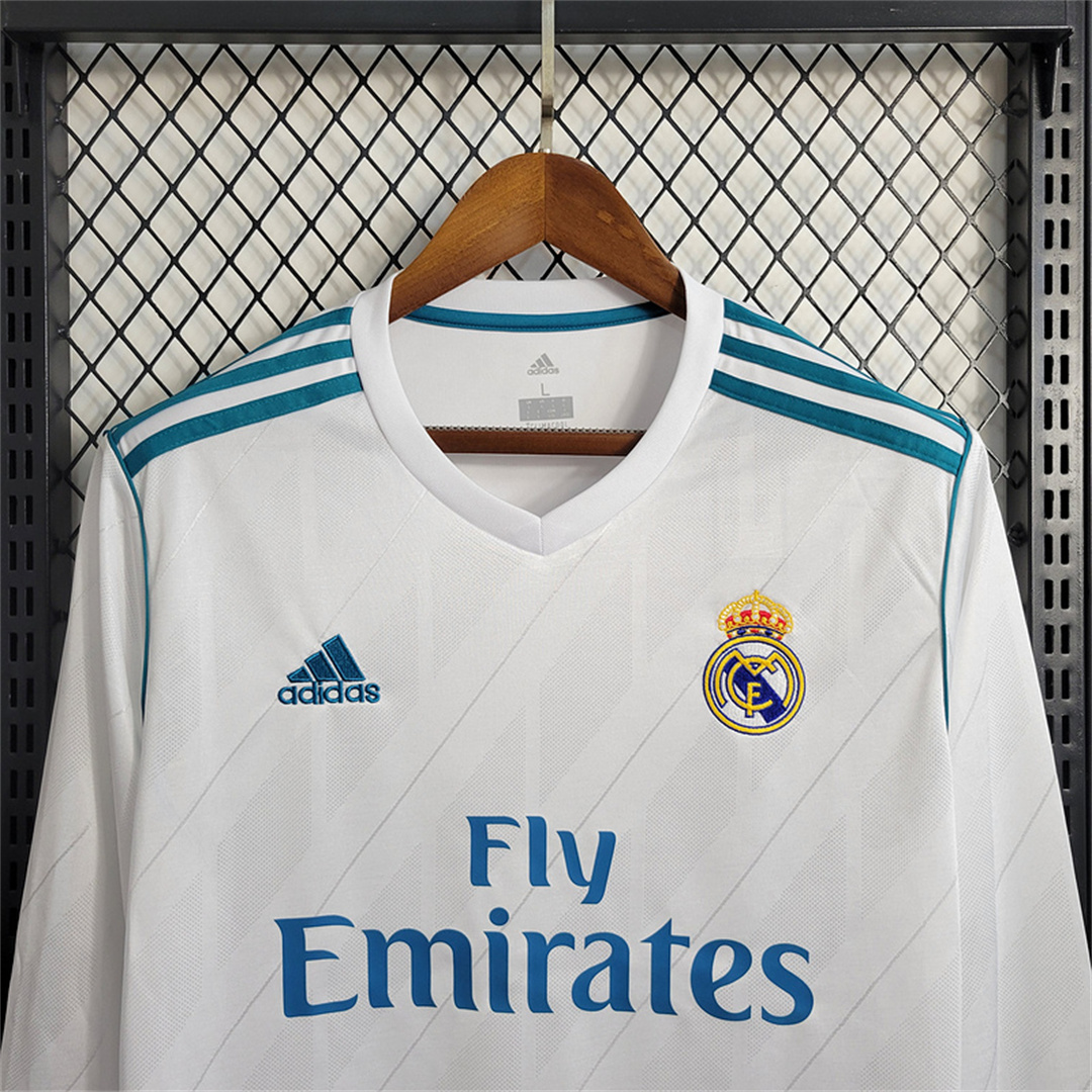 Retro Real Madrid 17-18 Home Long Sleeve Jersey - with Champions League Final Final - Unitedfutballjersey